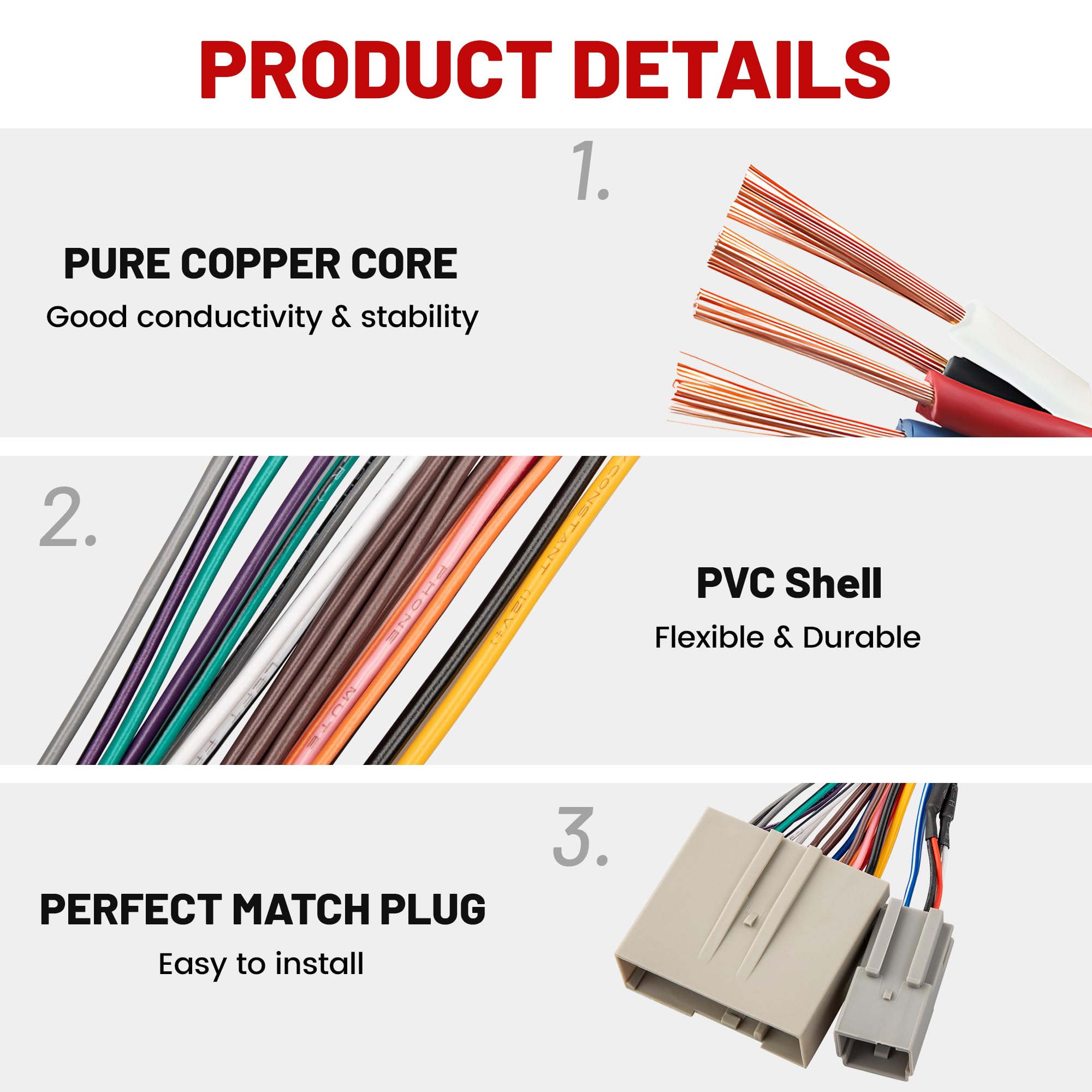 Red Wolf Replacement With Ford F150/F250 Lincoln Mercury 2003 2013 Stereo Radio Wire Harness Head Unit Video Rca Adapter Amp Power Input Connector