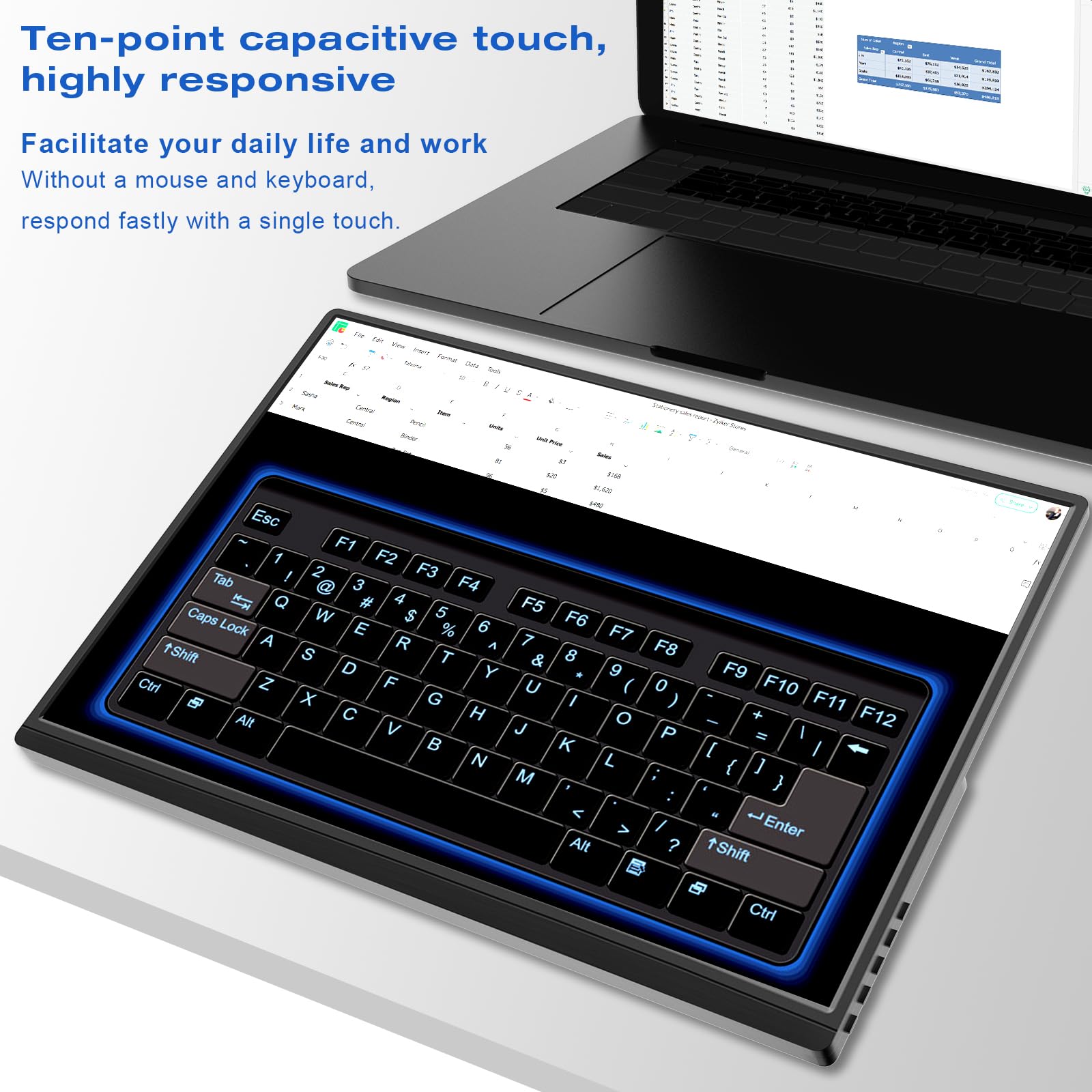 Portable Monitor Touchscreen 16 Inch Fhd 1920X1200P Hdmi Usbc Travel Touch Screen Monitor Ips Display For Pc Laptop Computer Ras