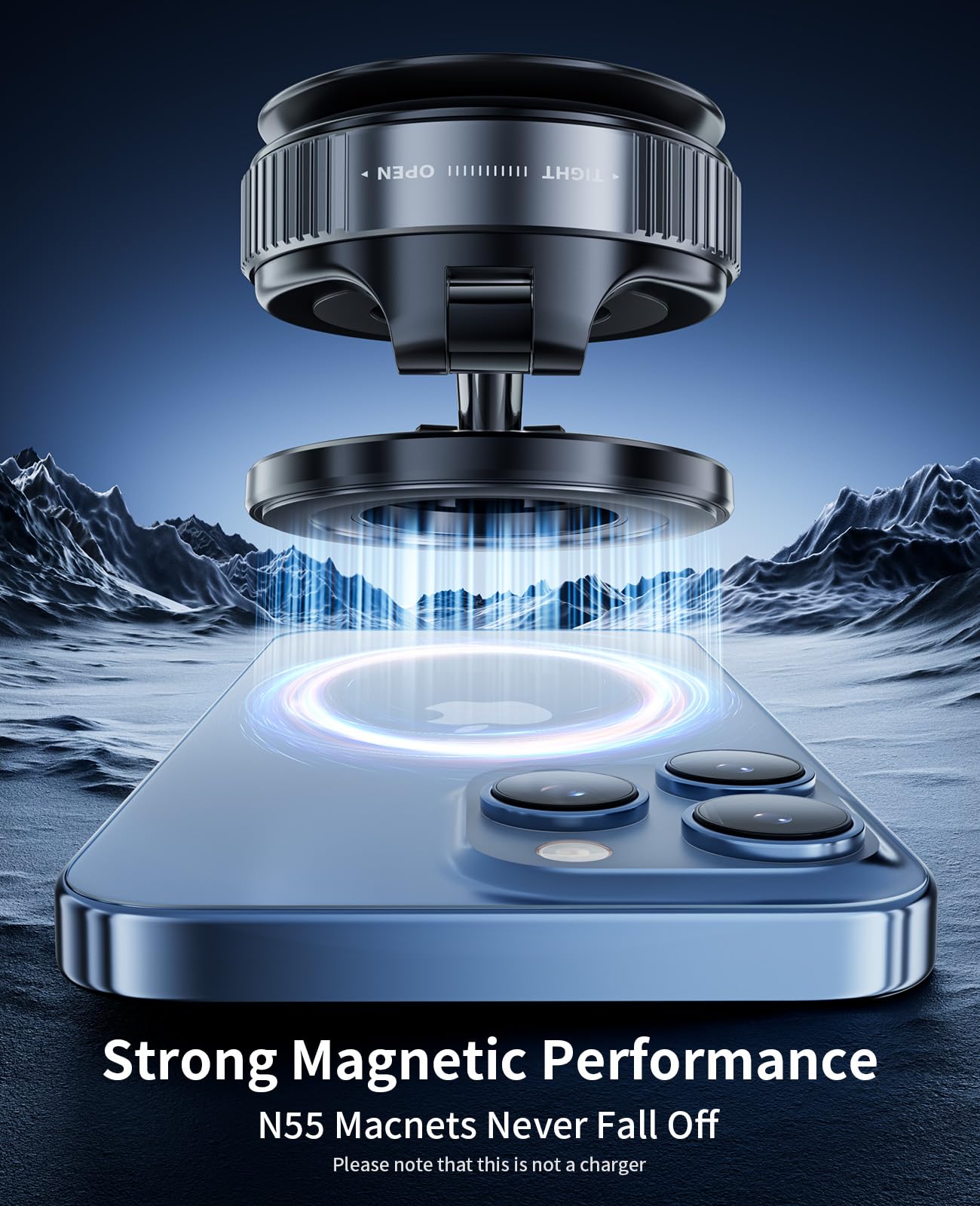 Dkgeveao Vacuum Magnetic Phone Holder For Car,Suction Cup Phone Mount,Foldable Vacuum Magnetic Phones Stand,Magnet Car Mount For