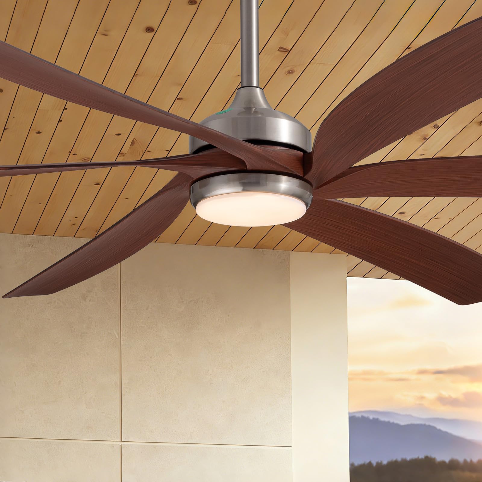 Nuoqiso 64 Inch Brown Ceiling Fans with Lights, Reversible Quiet DC Motor, Modern Ceiling Fan with Light and Remote, Indoor or O