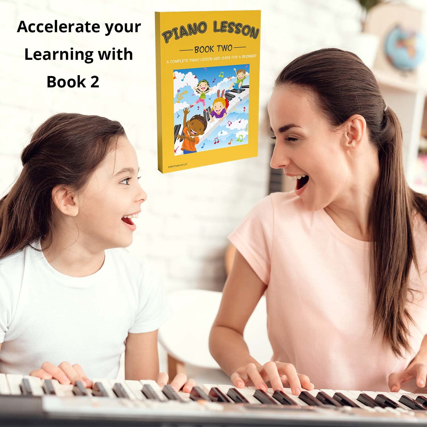 Piano Lessons Book2 And Color Coded Note Stickers: Piano Music Lesson And Guide Book For Kids And Beginners; Designed And Printe