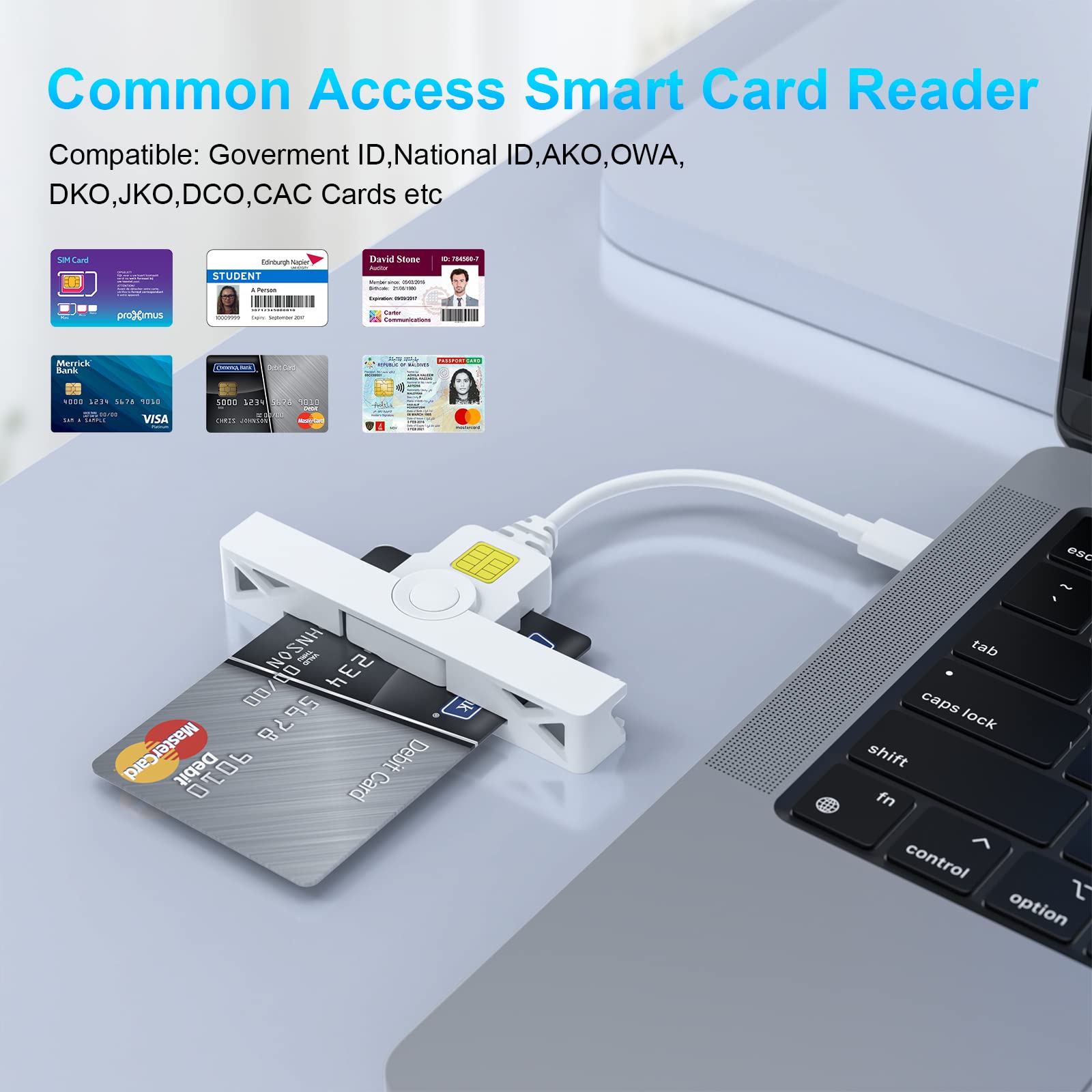 Type C Cac Reader, Dod Military Usb C Common Access Cac Card Reader, Usb C Smart Card Reader Piv Cac Reader Credit Card Reader Compatible With Windows, Mac Os(Mini Fold And Portable Type C)