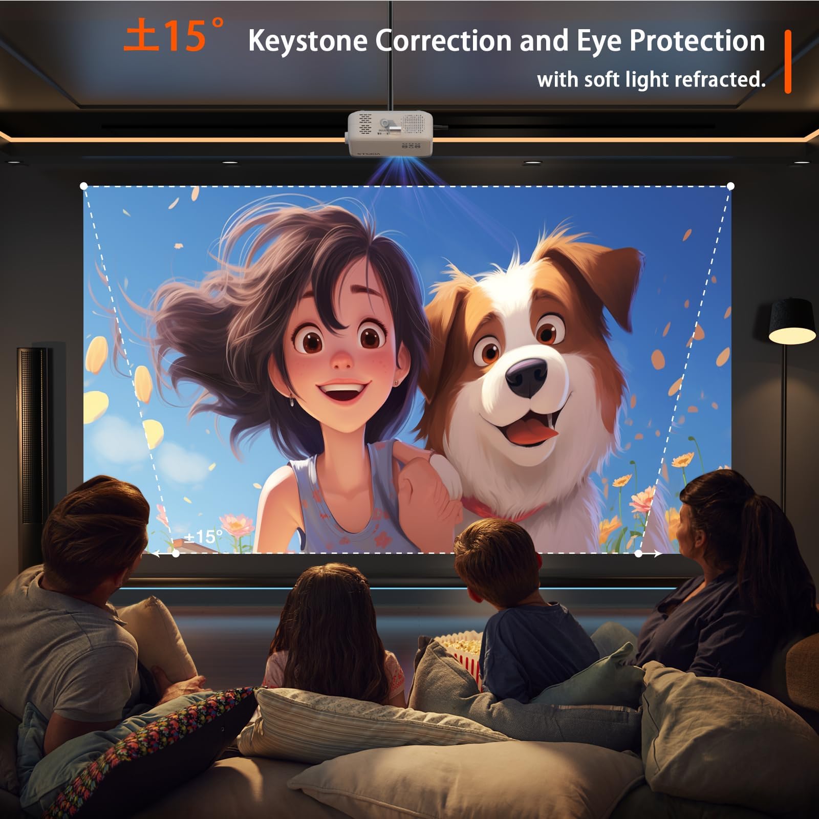 VOPLLS N3 Mini Projector 1080P Full HD Portable Home Theater Video Projector White