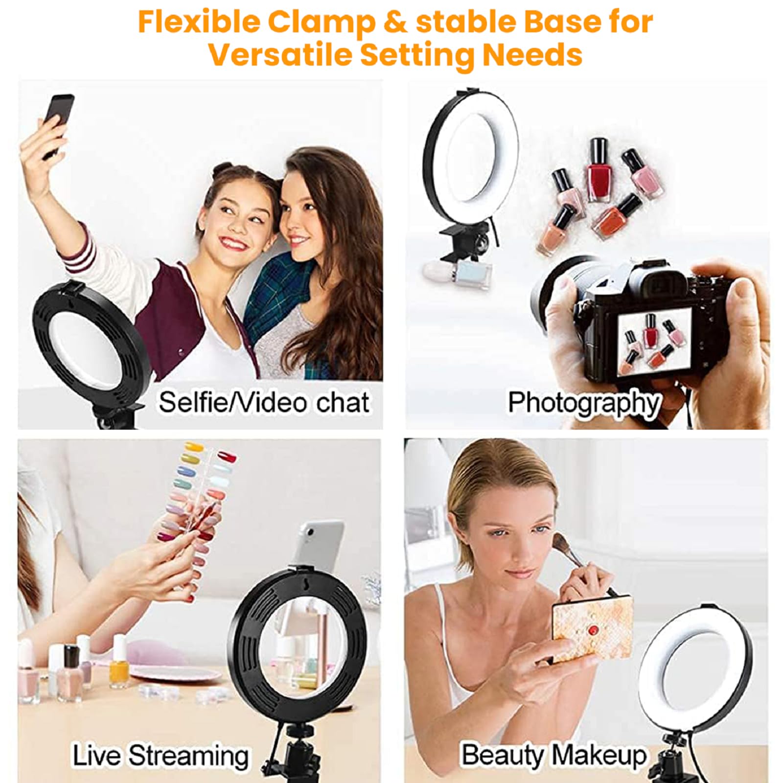 Video Conference Lighting Kit, Ring Light Clip On Laptop Monitor, 6'' Dimmable Led Circle Light,Selfie Ring Light For Zoom Meeti