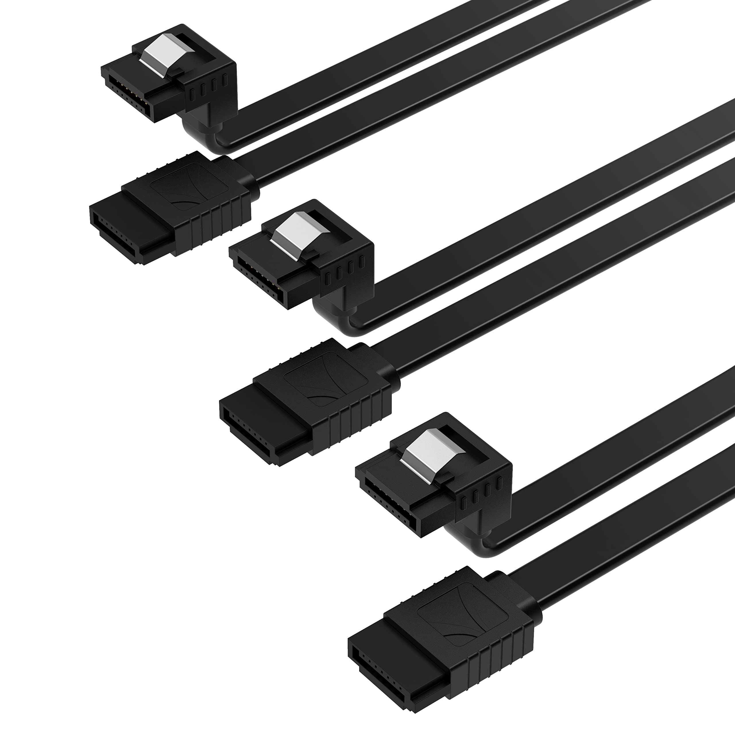Sabrent Sata Iii (6 Gbit/S) Right Angle Data Cable With Locking Latch For Hdd/Ssd/Cd And Dvd Drives (3 Pack 20 Inch) In Black (C