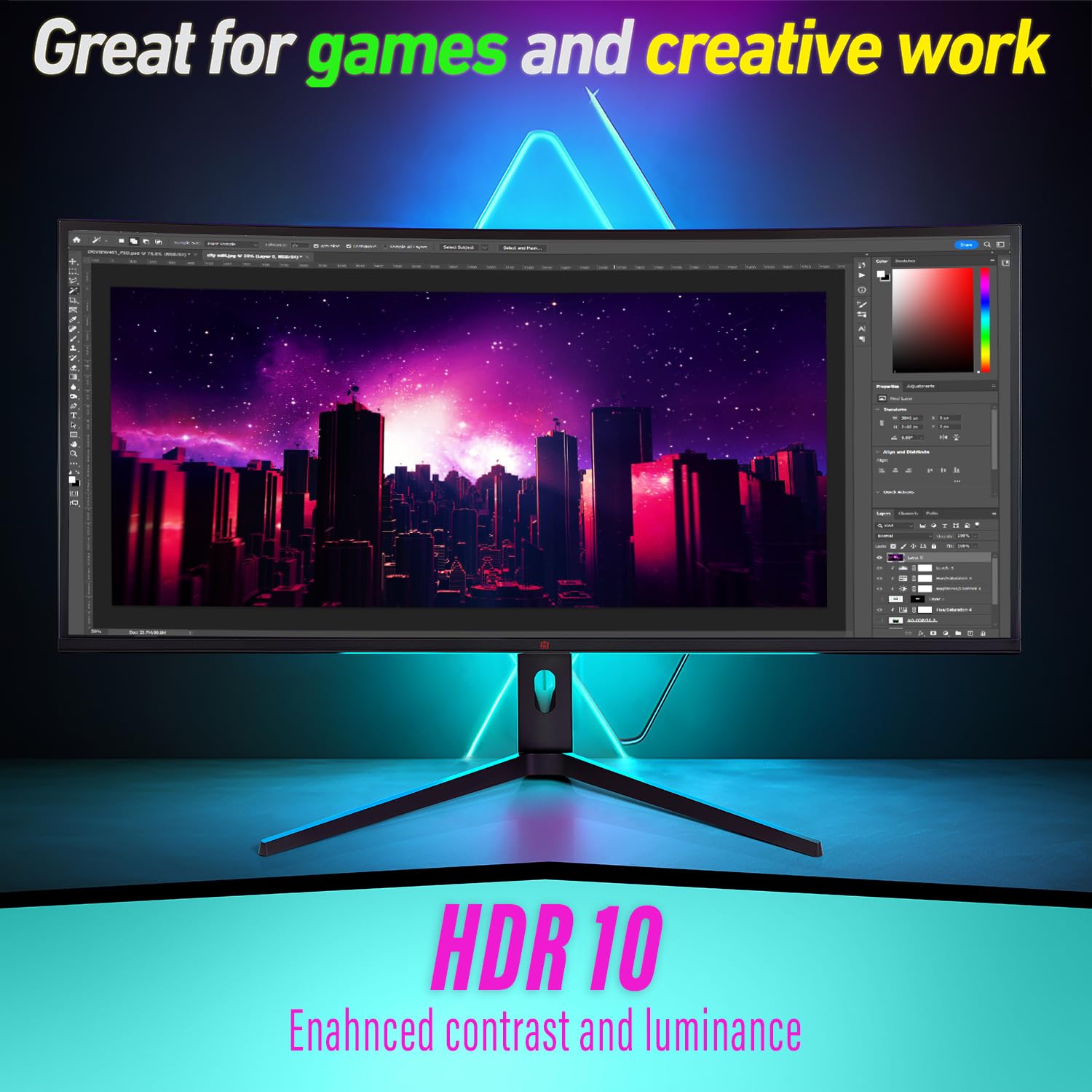 Deco Gear 40 Curved Ultrawide Nano Ips Monitor, 5120X2160 5K2K, 21:9, Hdr10, Adaptivesync, 100% Srgb, Hdmi 2.0, Dp, Usb C