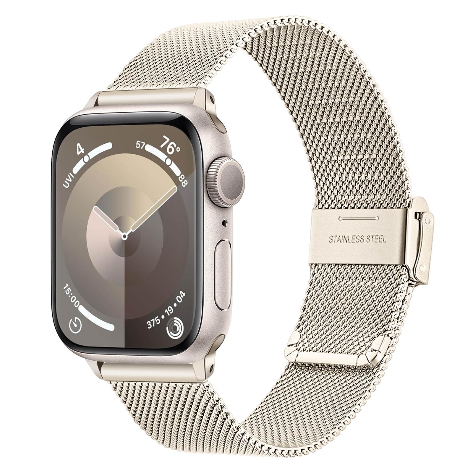 Trumirr Starlight Band For Apple Watch Series 8 7 41Mm Women, Mesh Woven Stainless Steel Watchband Feminine Strap Replacement Fo