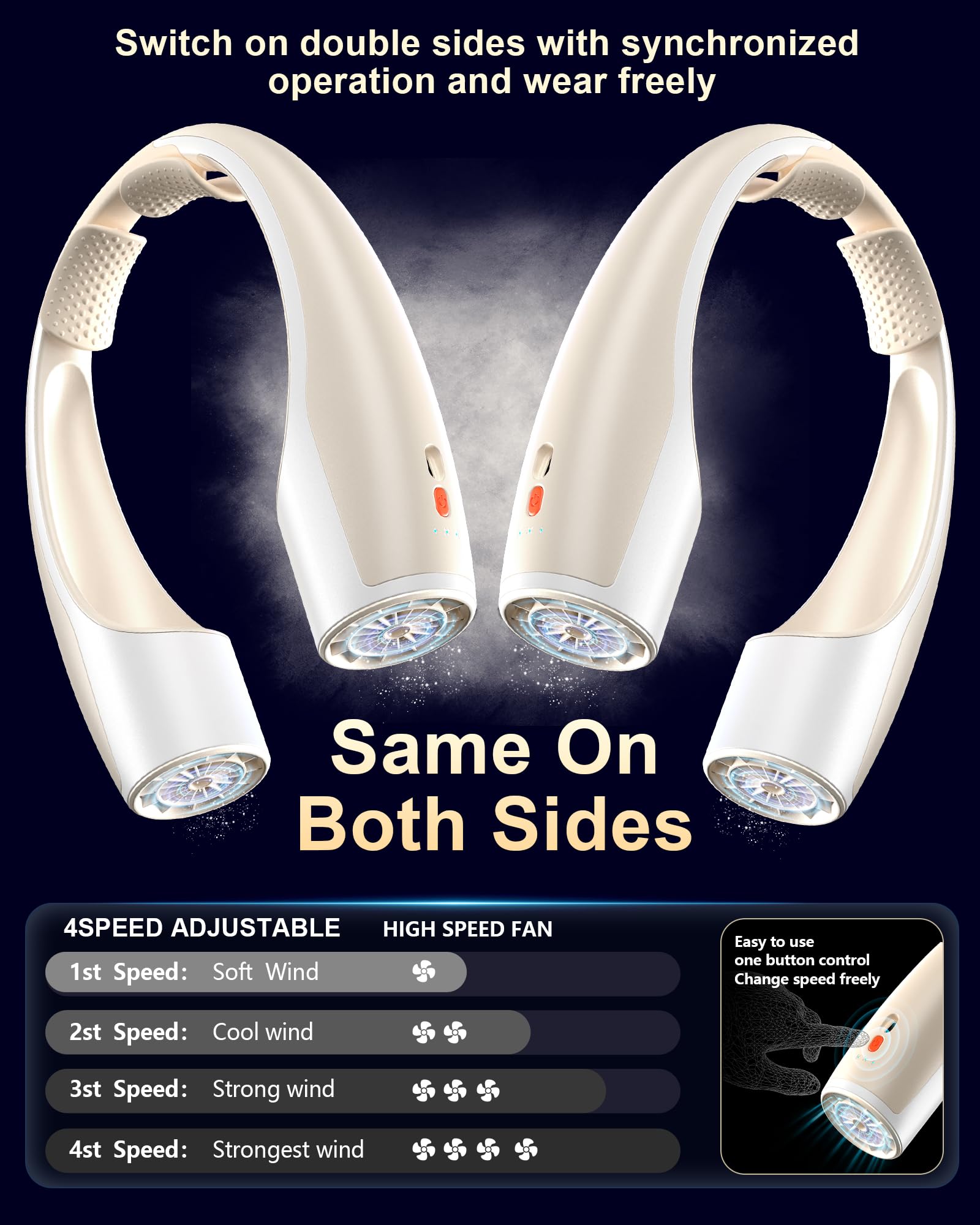 Rohent Personal Neck Fan Portable: Faster Cooling Fans That Blow Cold Air Ultra Quiet   High Velocity Usb Rechargeable Cordless