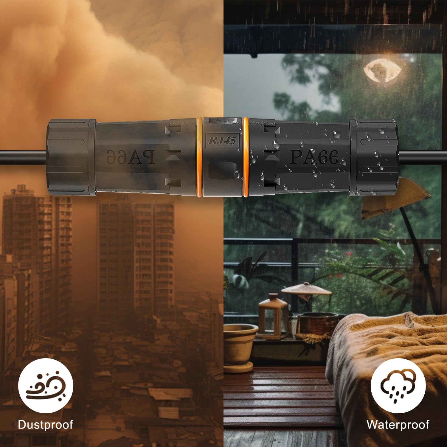 Dingsun Waterproof Rj45 Coupler, Female To Female Waterproof Ethernet Coupler, Ip68 Ethernet Outdoor Lan Cable Connector For Cat