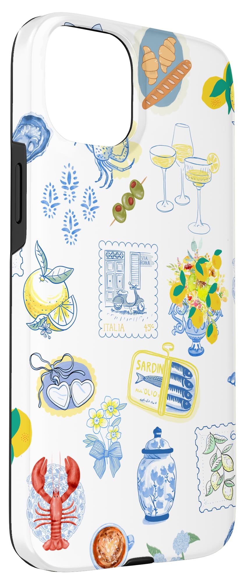 Italian Coastal Lemons And Sardines Rome Cocktails Case For Iphone 15 Plus