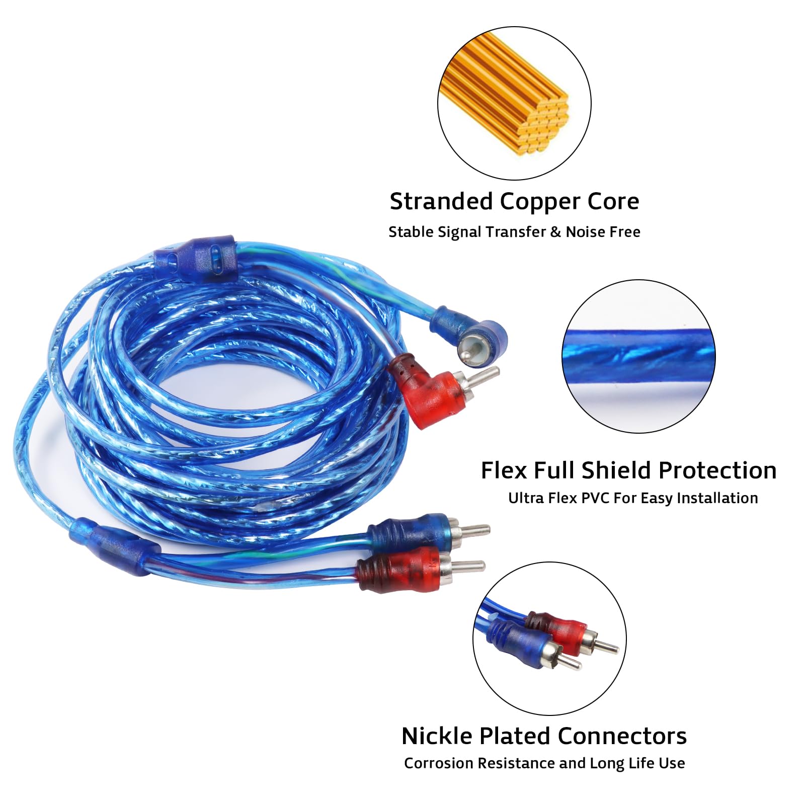 Hbu 12 Gauge Amplifier Wiring Kit   12 Awg Car Audio Complete Amp Install Kit With Rca Interconnect Cables & 60A Agu Inline Fuse