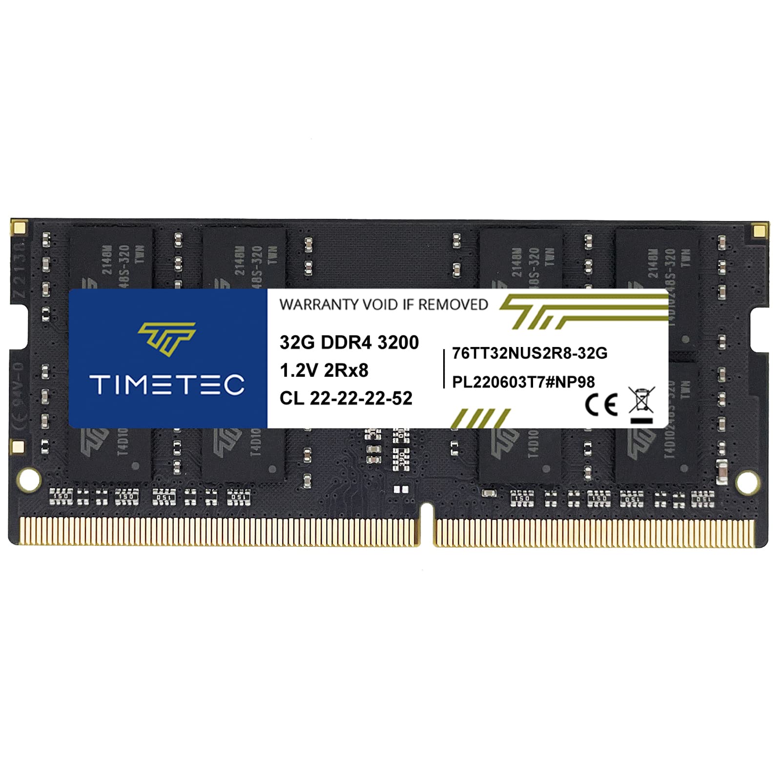 Timetec 32Gb Ddr4 3200Mhz Compatible For Dell Gaming Laptops Pc4 25600 Non Ecc Unbuffered 1.2V Cl22 2Rx8 Dual Rank 260 Pin Sodim