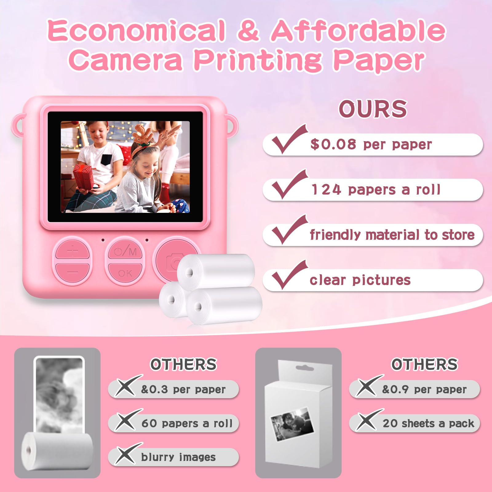 Camera For Kids Instant Print,Portable Camera With 32G Card & 1080P Video,Print Paper,Instant Print Camera With Color Pens For D