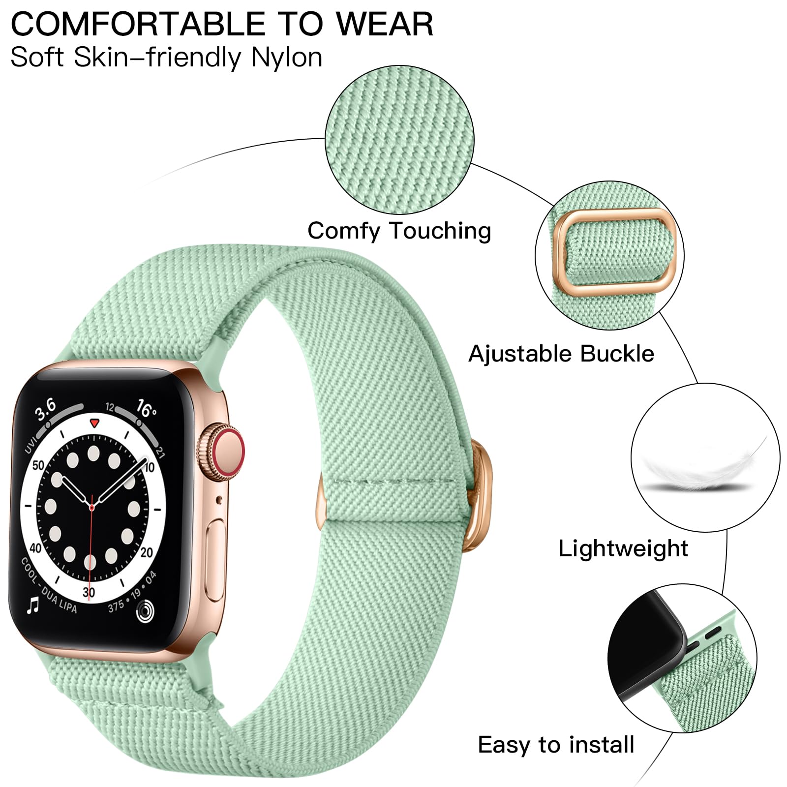 Lerobo Compatible With Apple Watch Band Series 9 8 10 49Mm 46Mm Ultra 2 45Mm 44Mm Sport Band Se 42Mm For Men Women Soft Stretchy