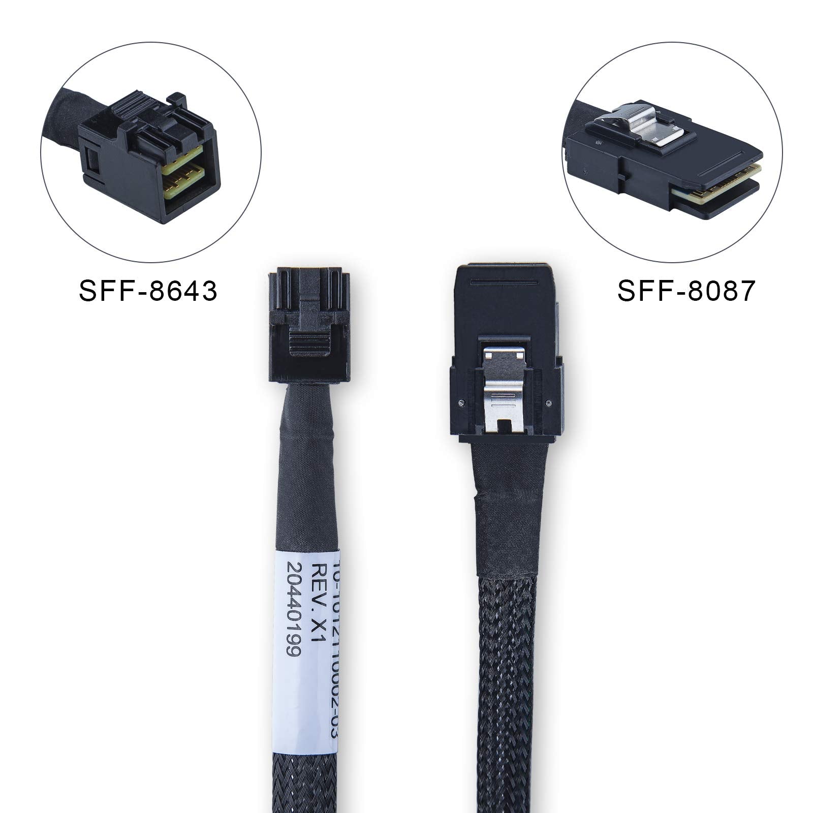 10Gtek# Internal Mini Sas Hd Sff 8643 To Mini Sas Sff 8087 Cable, 0.3 M(0.98Ft)