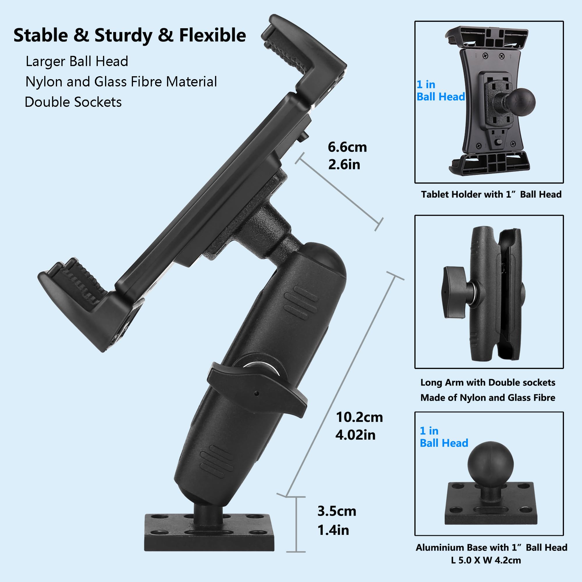 Peastrex Car Tablet Holder Heavy Duty Drill Base Dashboard Tablet Mount For Truck/Commercial Vehicles/Wall/Desk Compatible With