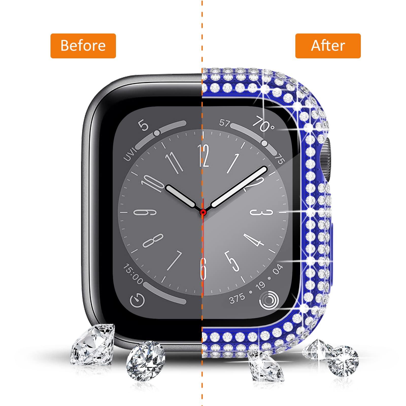 Surace Compatible With Apple Watch Case 44Mm, 300 Diamonds With Screen Protector For Apple Watch Series 6/5/4/3/2/1, Bling Case