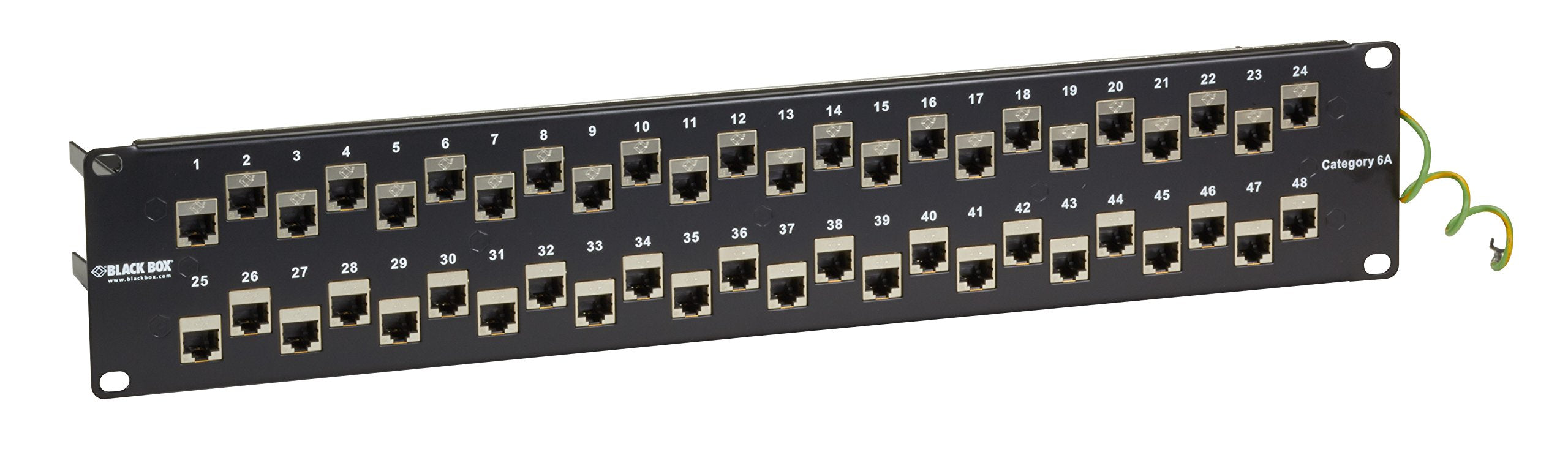 Cat6A Staggered Feed-Through Patch Panel - 2U, Shielded, 48-Port