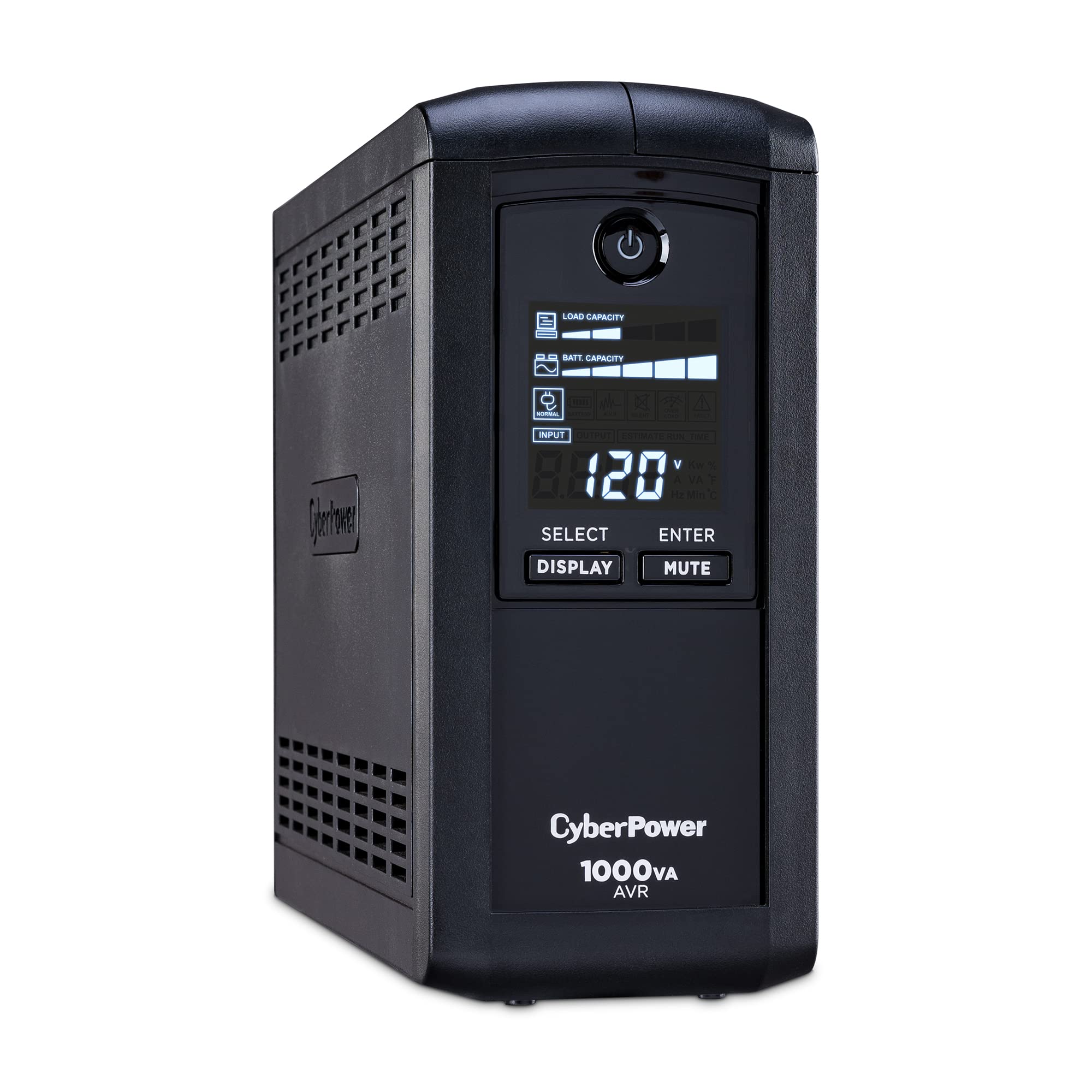 Cyberpower Cp1000Avrlcd Intelligent Lcd Ups System, 1000Va/600W, 9 Outlets, Avr, Mini Tower, Black