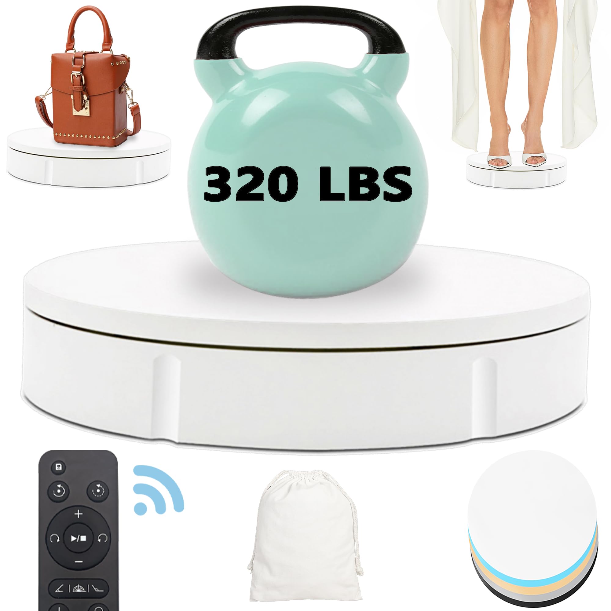 Prolee Rotating Display Stand 320Lbs Capacity, 360 Degree Rotating Turntable 12 Inch, Turntable For Photography, Automatic Remot