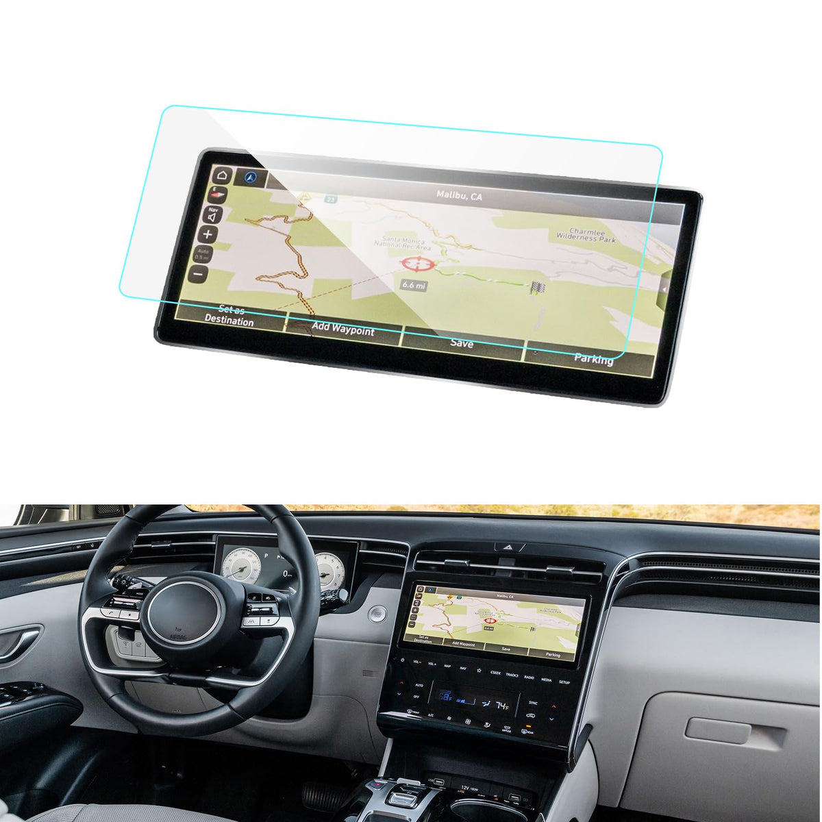 Luwu Screen Protector For 2022 2023 2024 Hyundai Tucson (Limited/N Line/Sel/Xrt)10.25-Inch 2024 Hyundai Tucson Accessories 2024 Tucson Touchscreen Tempered Glass 9H Navigation Protective Film 1Pcs