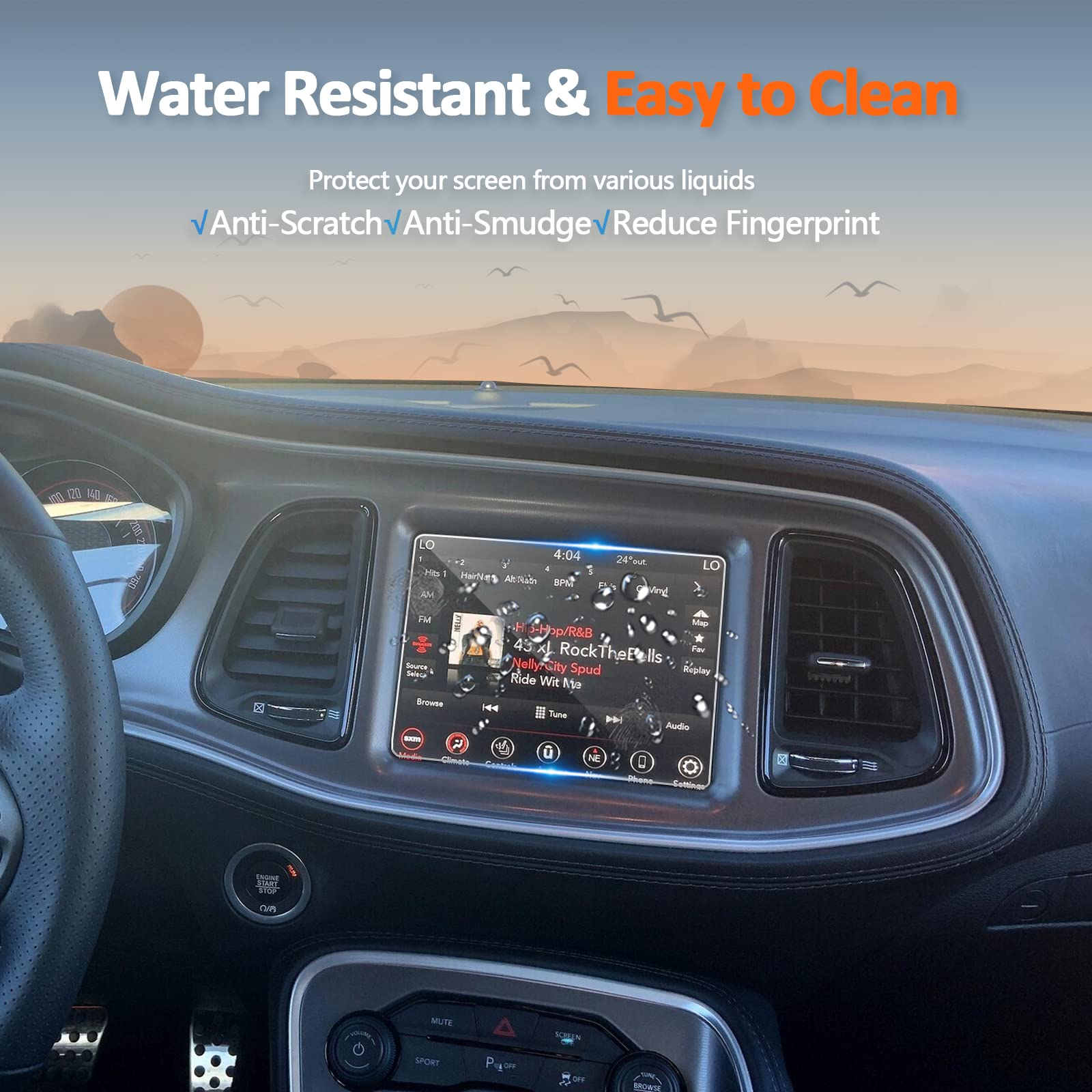 Cdefg Tempered Glass Screen Protector For 2015 2023 Dodge Challenger/Charger 8.4' Touch Screen, Navigation Radio Infotainment Display Glass Protective Screen Film (8.4 Inch)