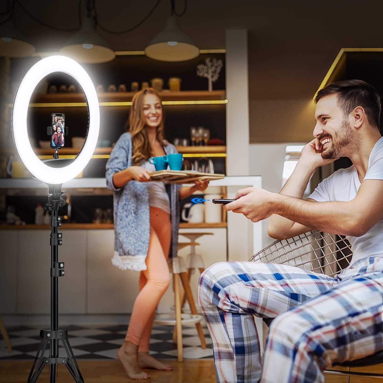Yesker 18" Ring Light with Wireless Remote, LCD Screen, Bi-Color 3200-5500K for Photography, Live Streaming, Zoom Meetings