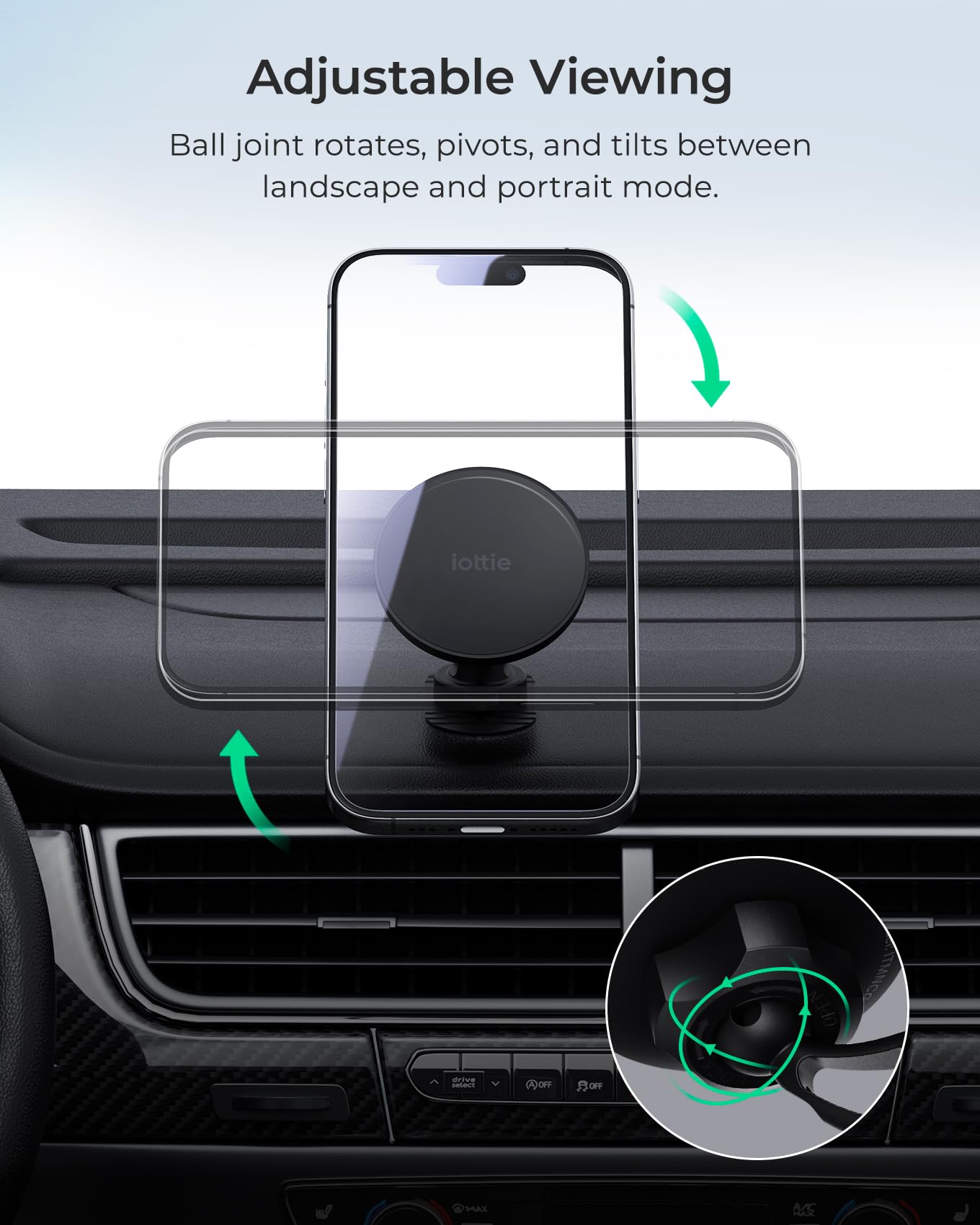 Iottie Itap 3 Magnetic Flush Mount Car Mount Phone Holder With Magnetic Ring Adapter. Compatible With Magsafe, Iphone, And Andro