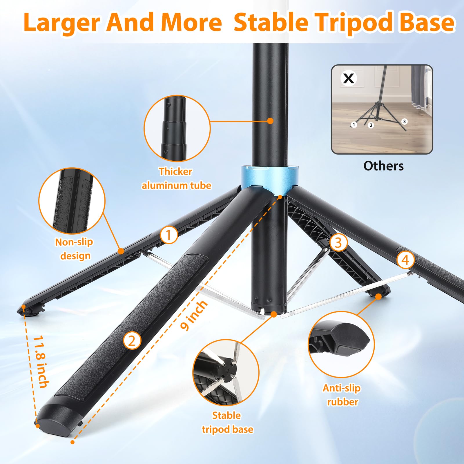 Eocean 71 Tall Selfie Stick Tripod Quadripod With Remote & With 360 Ballhead, Aluminum Alloy Extendable Cell Phone Tripod Stand,