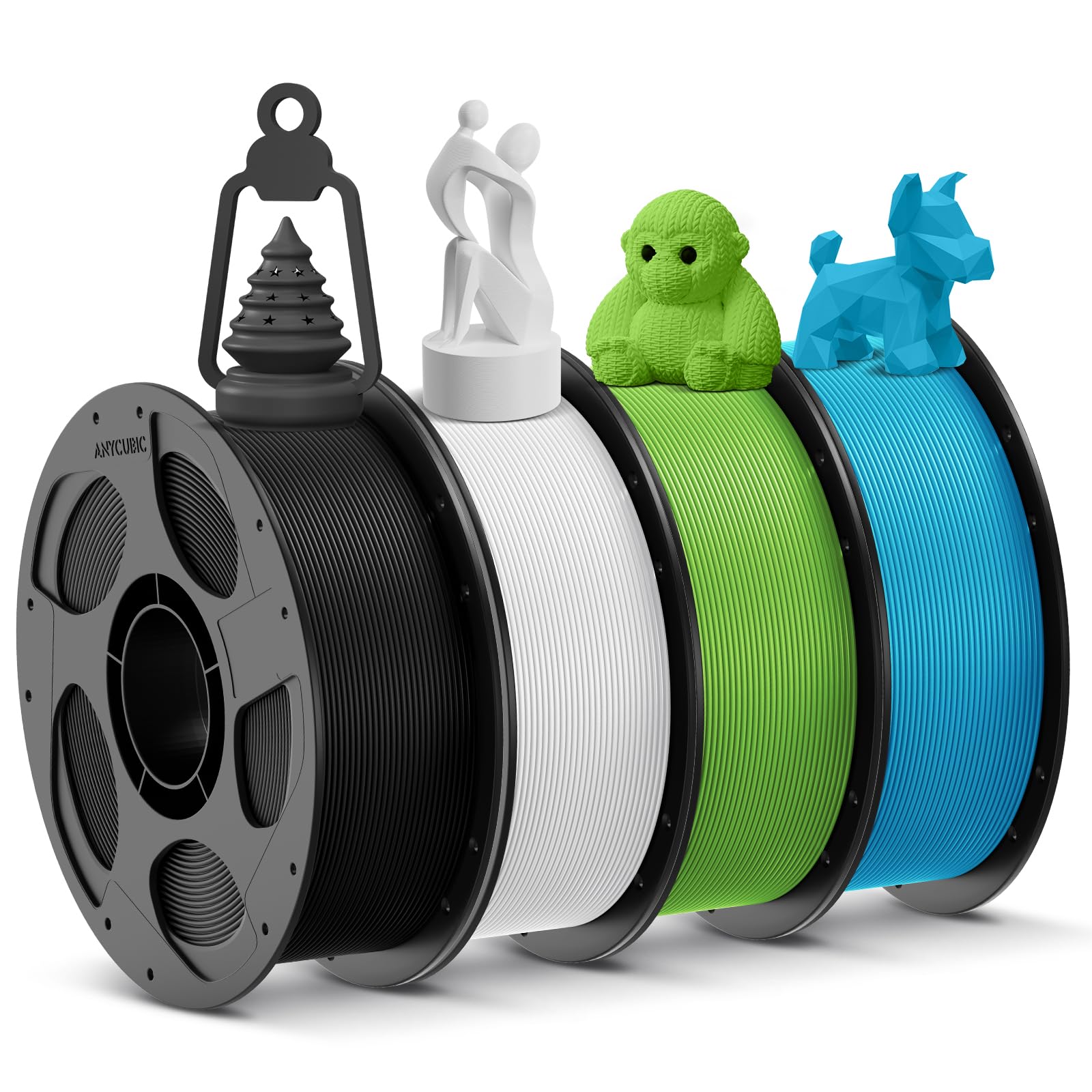 ANYCUBIC 3D Printer Filament PLA Bundle, PLA Filament 1.75mm Dimensional Accuracy +/- 0.02mm, 1KG Reusable Spool, 1KG Reusable S