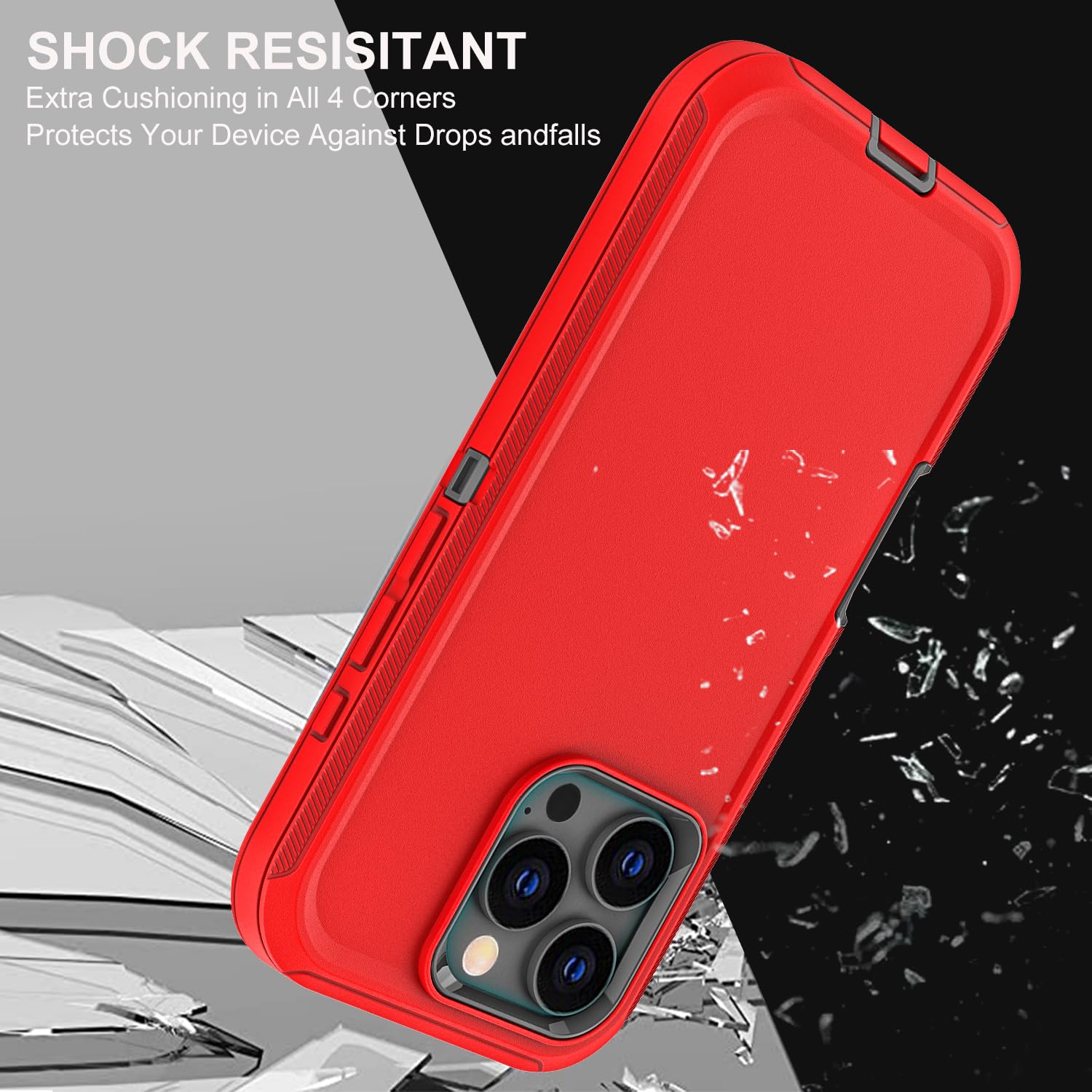Ykhjklec For Iphone 16 Pro Case, Military Grade 3 In 1 Heavy Duty Shockproof/Drop Proof/Dust Proof Case With 2Pcs Tempered Glass