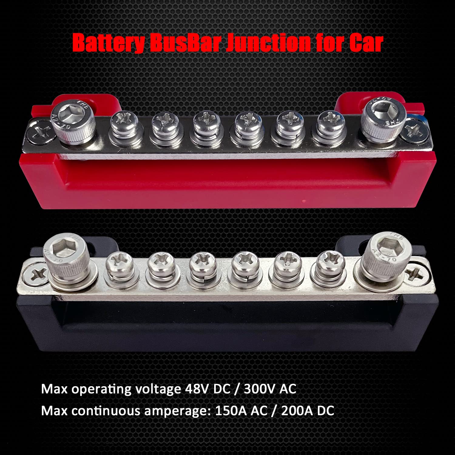 6 Terminals Bus Bar, Ampper 4'' Power/Ground Distribution Block Brass Battery Busbar Junction For Car Vehicle Rv Truck Marine Bo