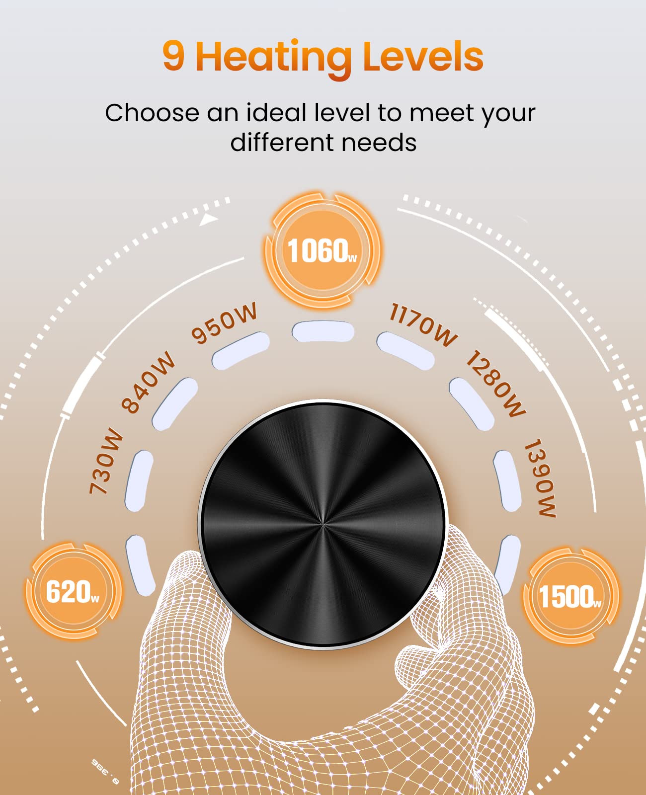 Outdoor Electric Patio Heater, Haimmy 42In Infrared Heater With Remote, 9 Heat Levels, 9H Timers, 1500W Instant Heating, Safety