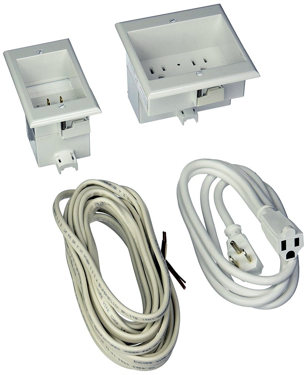 Powerbridge Two-Pro-Ikh2 Dual Outlet Recessed In-Wall Cable Management System, Two 10-Foot High-Speed Hdmi Cables (Latest Standa