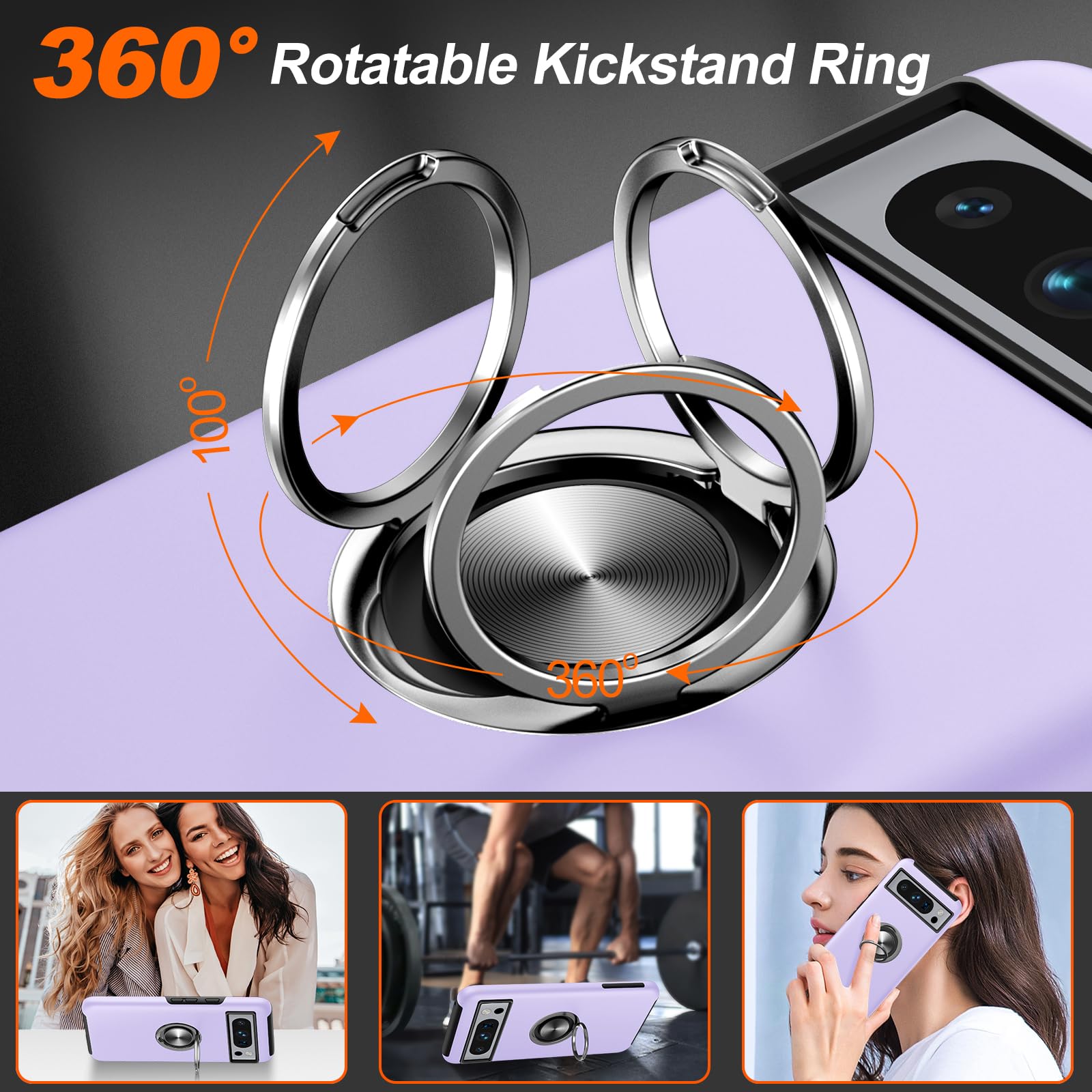 Jame For Google Pixel 8 Pro Case, Slim Tough Rugged Shockproof Protective Pixel 8 Pro Phone Case With Metal Ring Kickstand For G