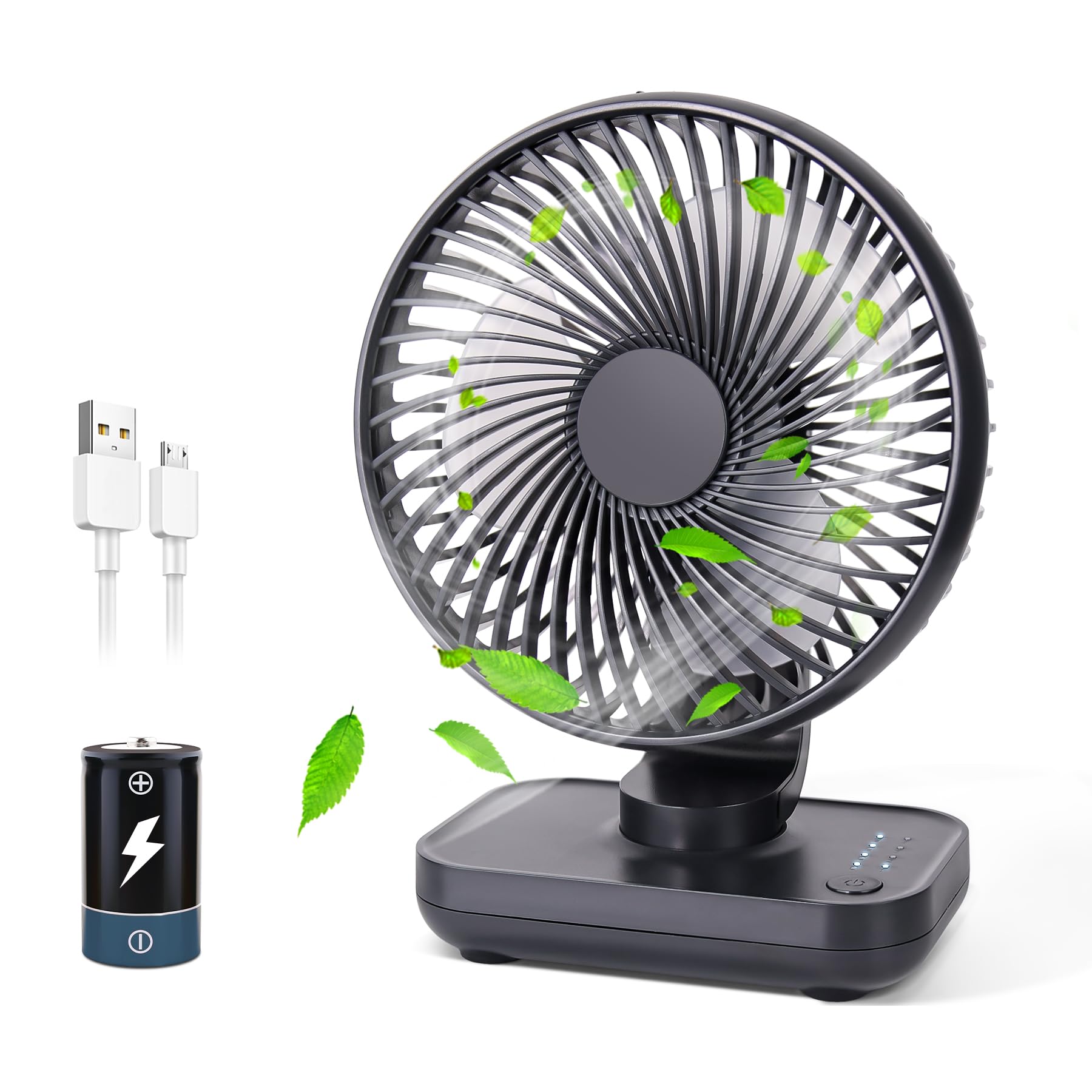 Battery Powered Fan 3600Ma,Rechargeable Fan,Portable Desk Fan,Battery Operated Fan,Small Fan, Rechargeable Fan Portable,Dual Adj