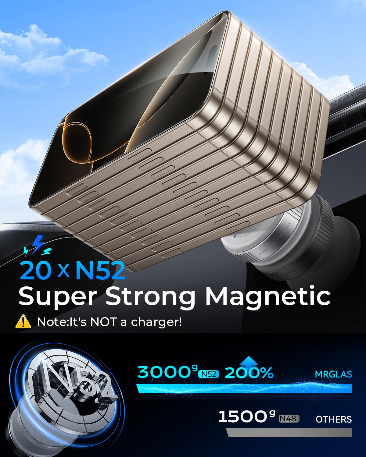 Mrglas Upgraded 360 Adjustable Vacuum Magnetic Phone Holder Stand[Strongest Suction & Ultra Magnetic] Car Phone Mount For Magsaf