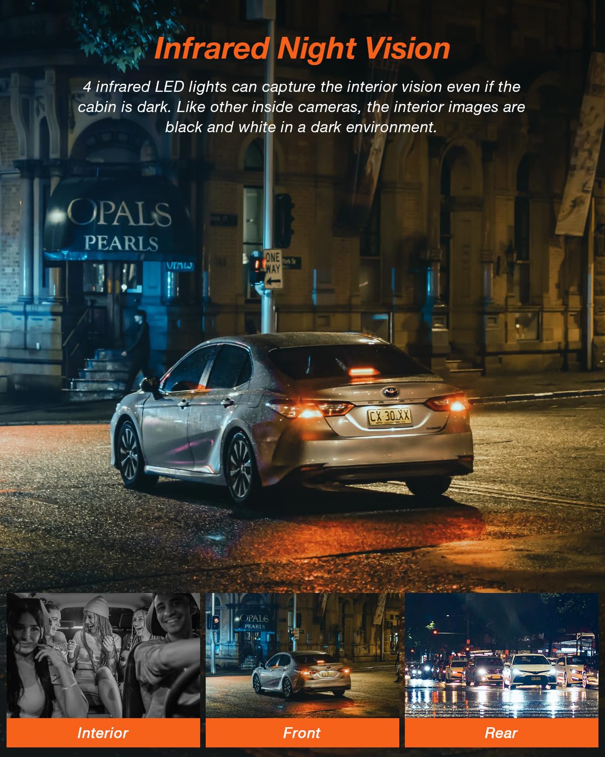 Izeeker 3 Channel Dash Cam Front And Rear Inside, 2K Single, 1080P Triple Dash Camera For Cars With Microsd Card, Infrared Night