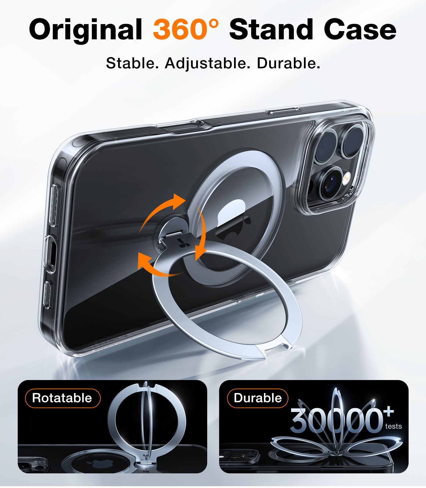 Torras 360Spin Magnetic Stand For Iphone 16 Pro Case, Compatible With Magsafe, Mil Grade Protective Hard Pc Soft Edge Slim Case