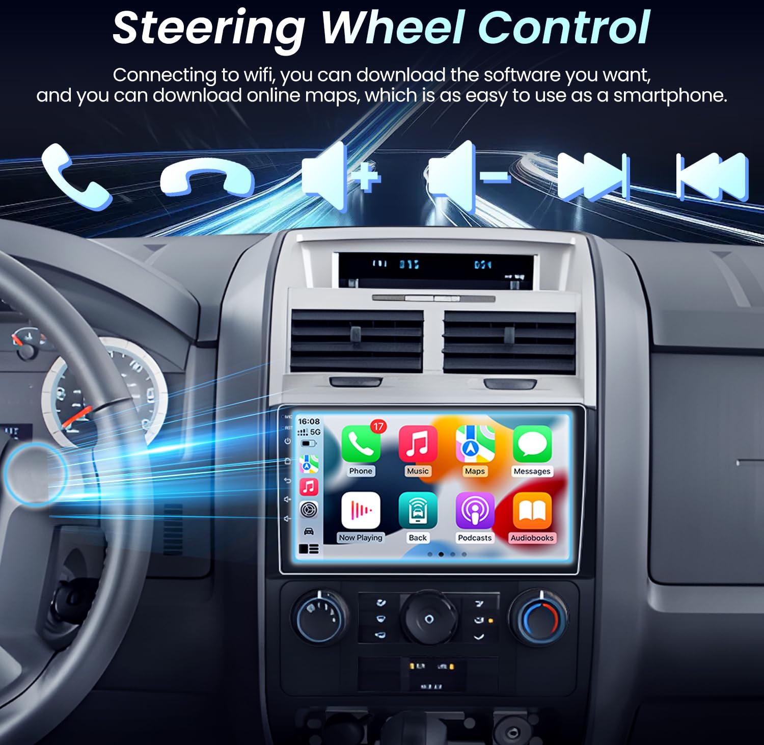 5Gwifi Android 13 Car Radio Stereo For Ford Escape 2007 2012 With Carplay & Android Auto, 9 Inch 1280 * 800 Touchscreen Support