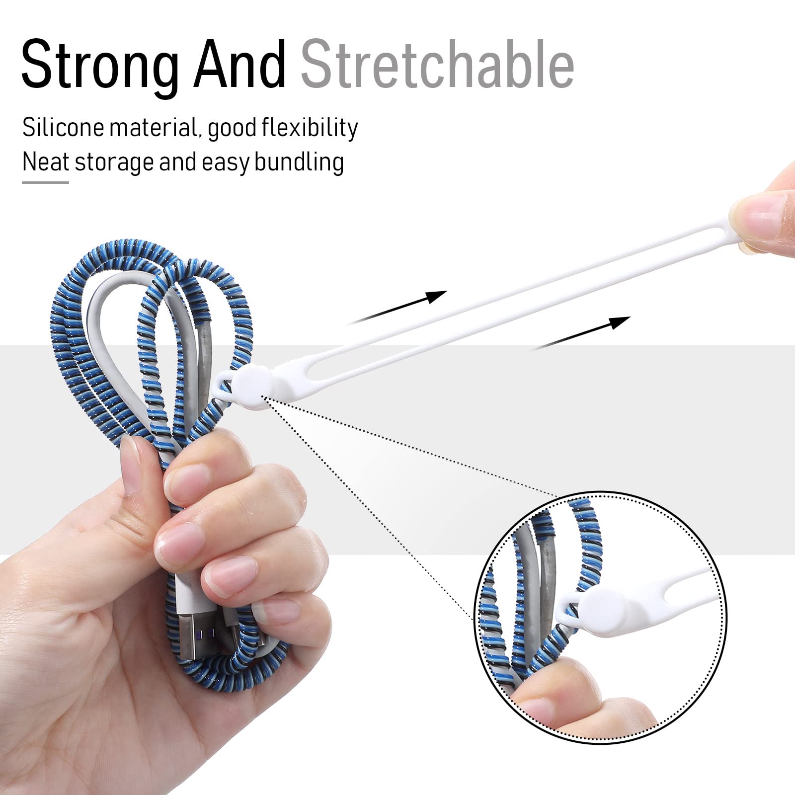 Nuanchu 40 Pcs Silicone Cable Ties Reusable Holder Strap Cord Ties Adjustable Cable Straps Charging Cable Organizer For Fastenin