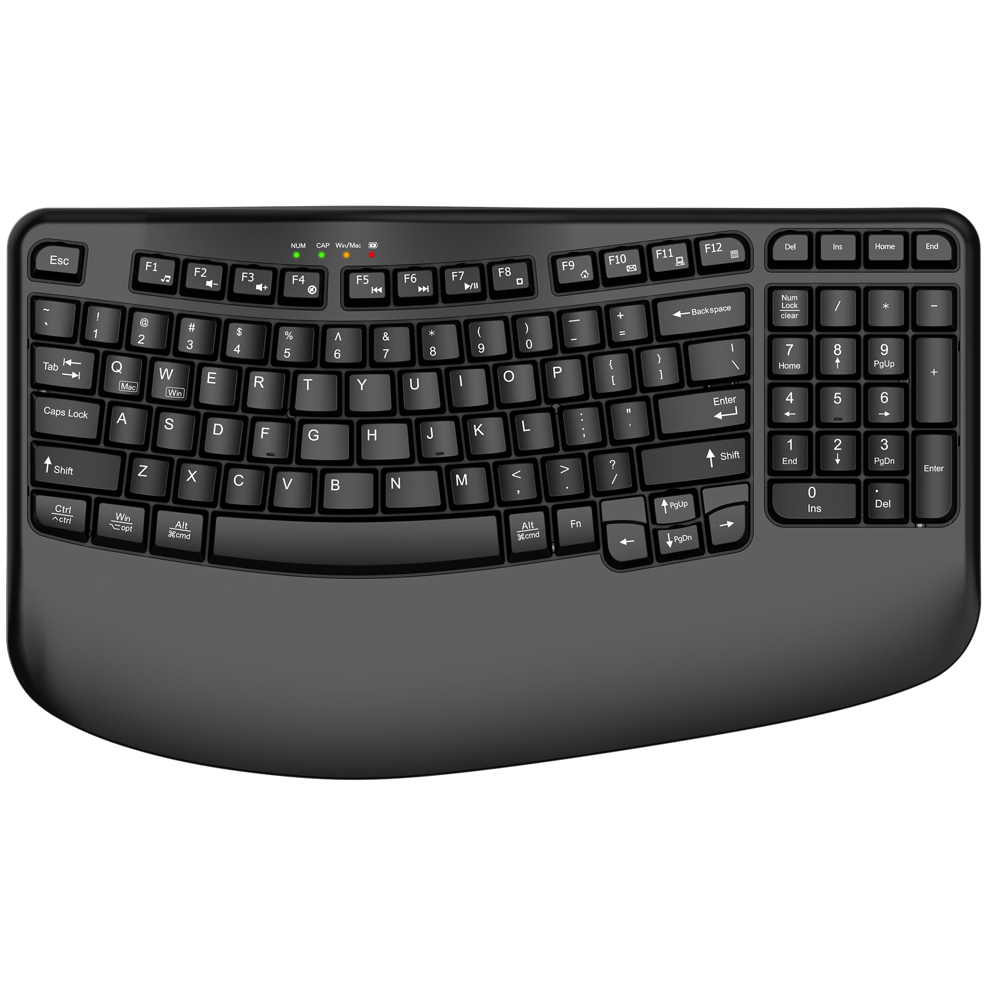 EDJO Wireless Ergonomic Keyboard with Wrist Rest, Wave Keys