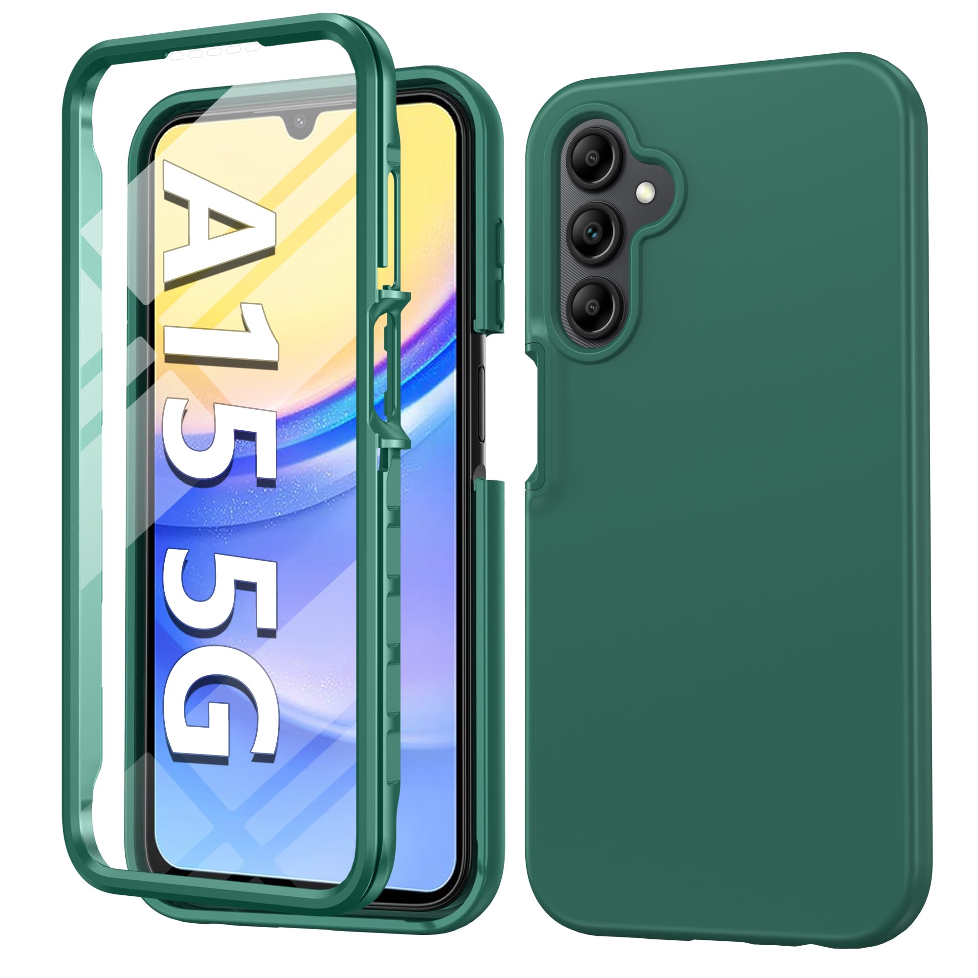 Fntcase For Samsung Galaxy A15 5G Case: Phone Case With Built In Screen Protector Protective Silicone Cell Phone Cover Rugged Sh