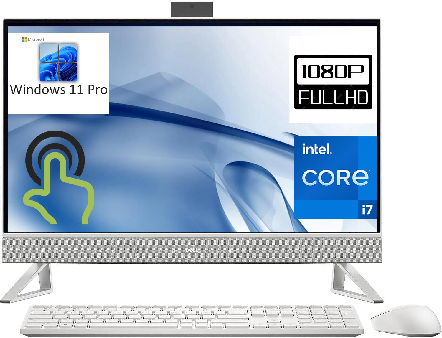 Dell Inspiron 27 7720 All in One 27' Touchscreen FHD Business AIO Desktop Computer, 13th Gen Intel 10 Core i7 1355U, 32GB DDR4 RAM, 1TB PCIe SSD, GeForce MX550, WiFi 6E, White, Windows 11 Pro