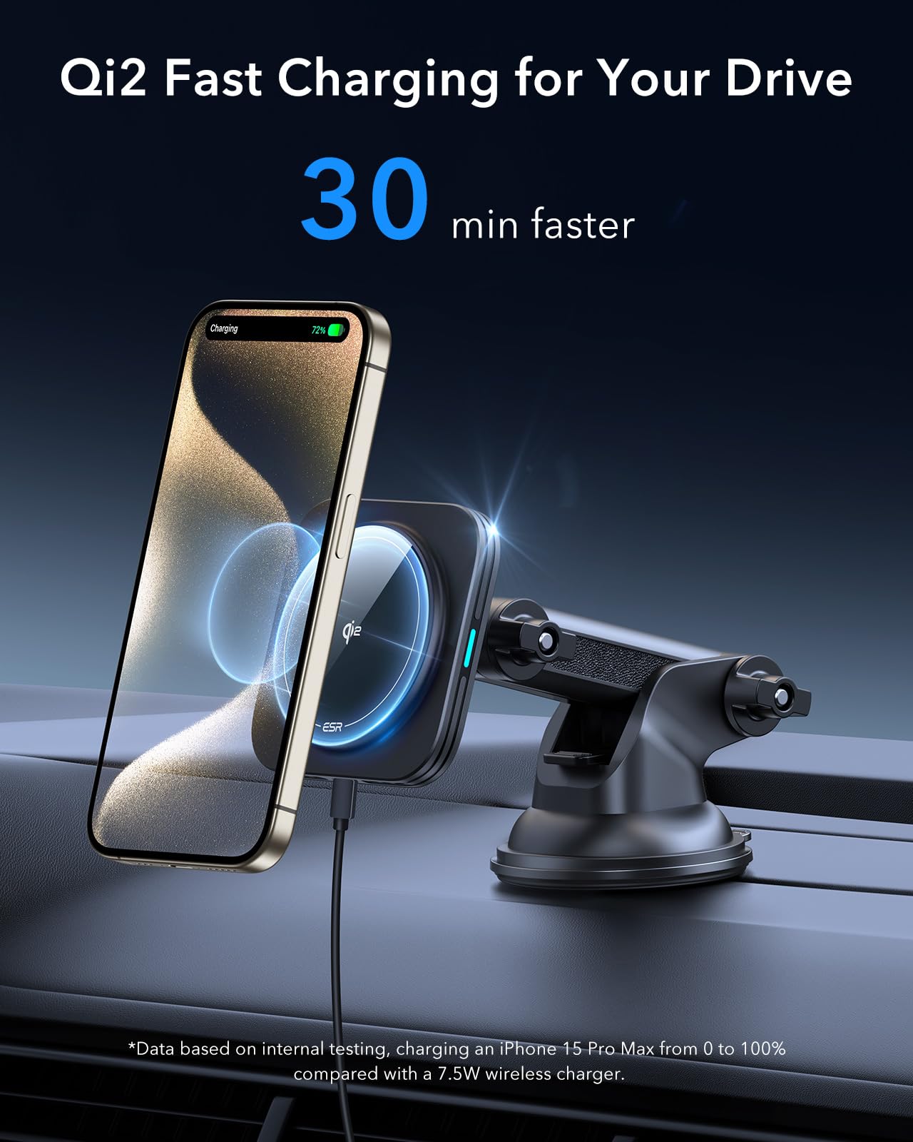 Esr For Qi2 15W Magsafe Car Mount Charger, Qi2 Certified Magsafe Car Charger, Dashboard/Windshield Magnetic Wireless Car Charger
