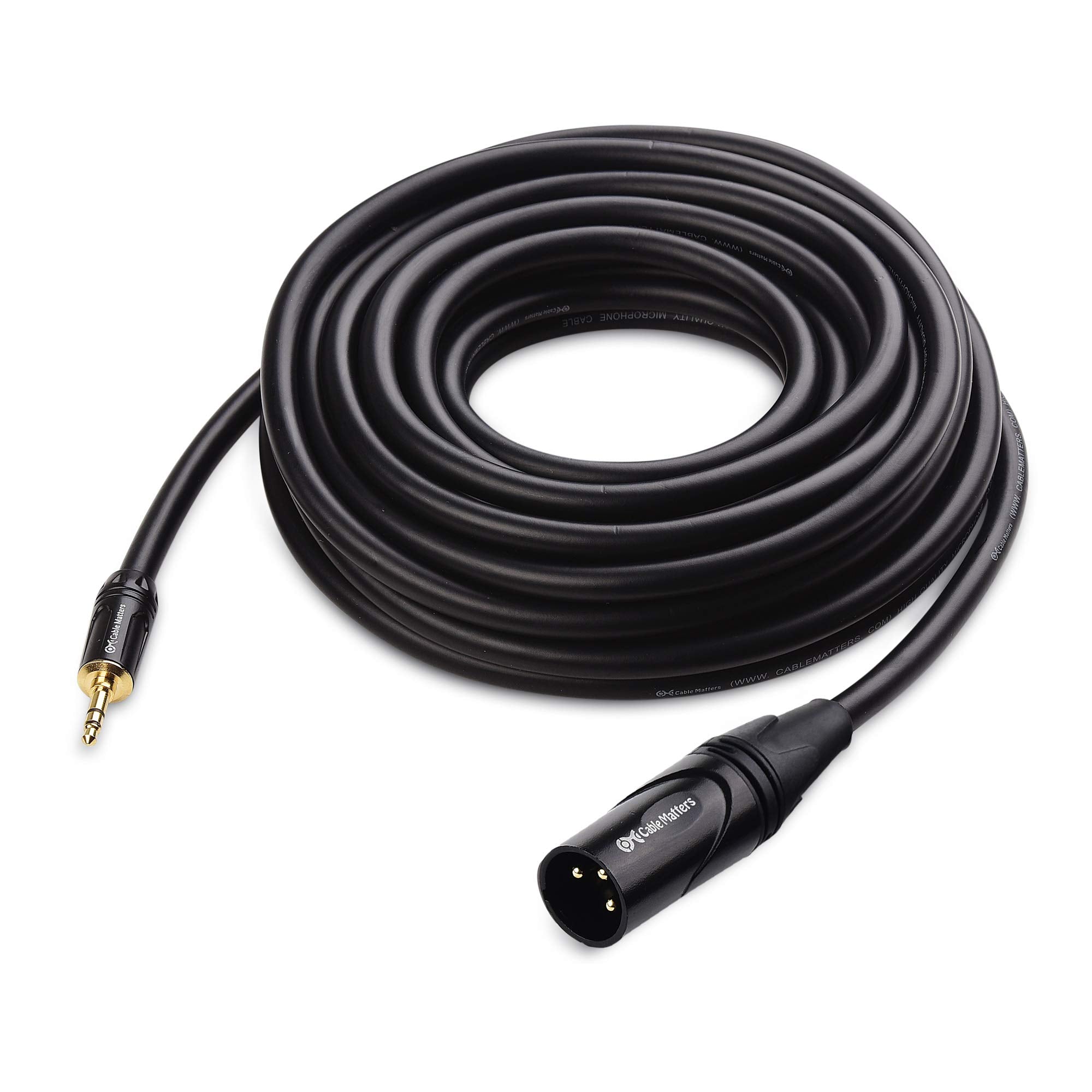 Cable Matters 3.5mm to XLR Cable 25 ft, Male to Male XLR to 1/8 Inch Cable, XLR to 3.5mm Cable, Compatible with iPod, MP3 Player, Laptop, Voice Recorder and More   25 Feet
