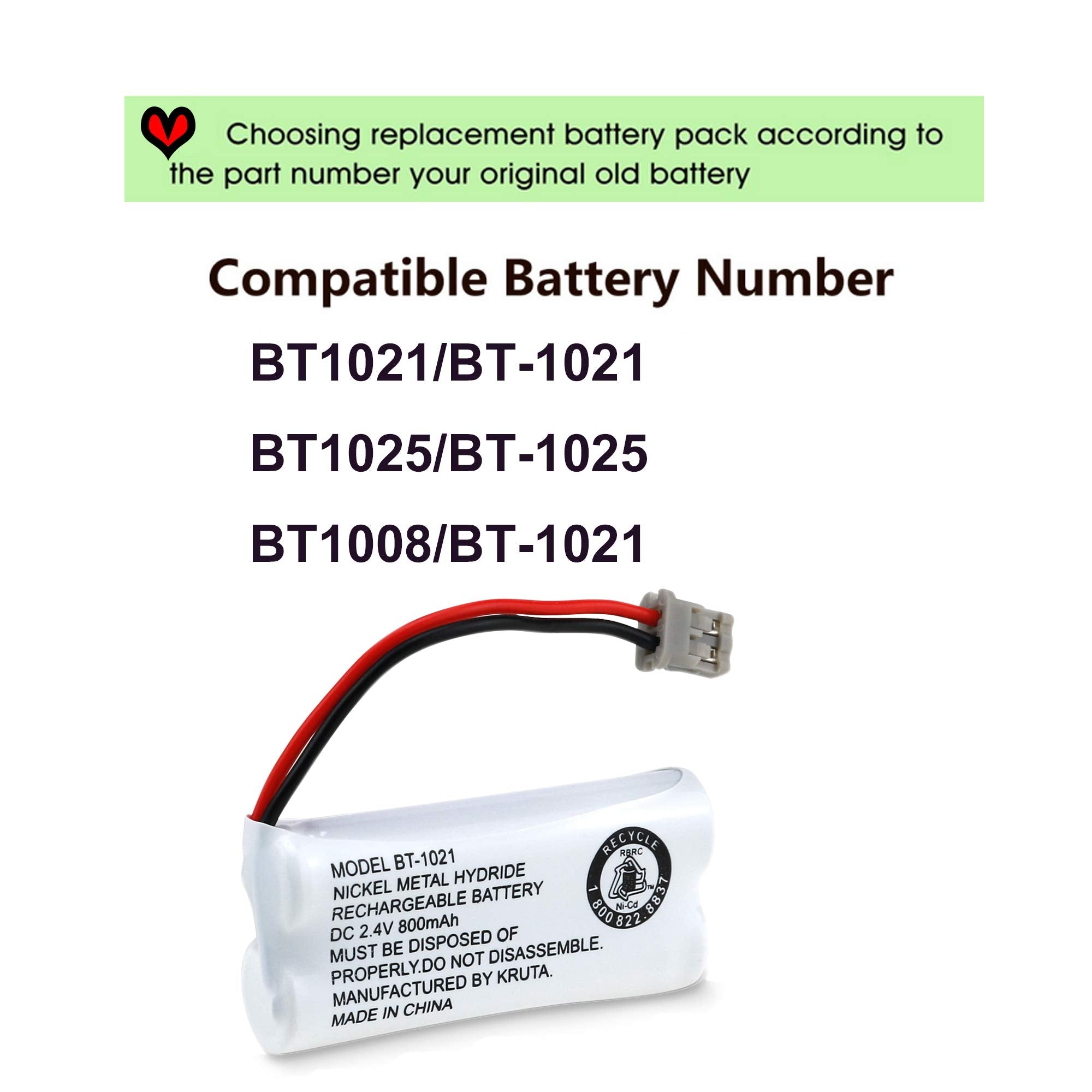 Kruta Cordless Phone Battery Bt 1021 Bbtg0798001 Compatible With Uniden Bt 1021 Bt1021 Bt 1008 Bt 1016 Bt 1025 2.4V 800Mah Cordl