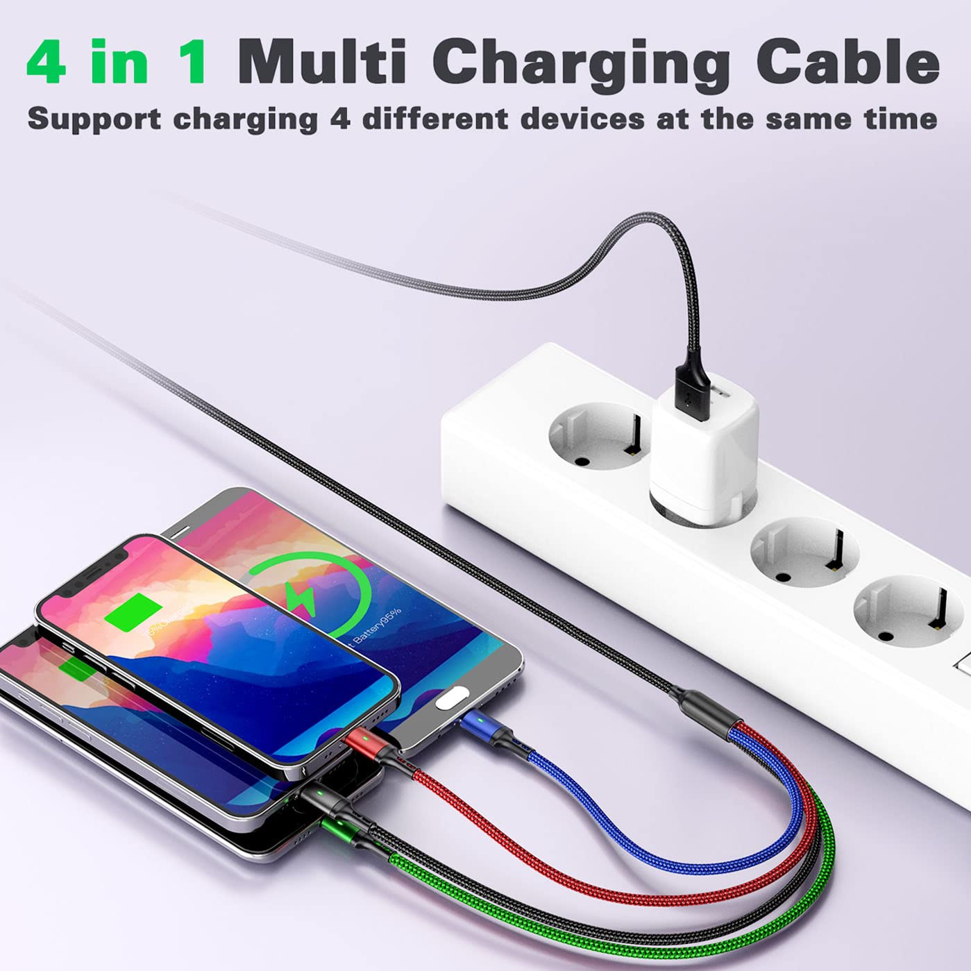 Multi Charging Cable(2Pack 6FT), 4 in 1 Charger Cable Braided Multiple ...