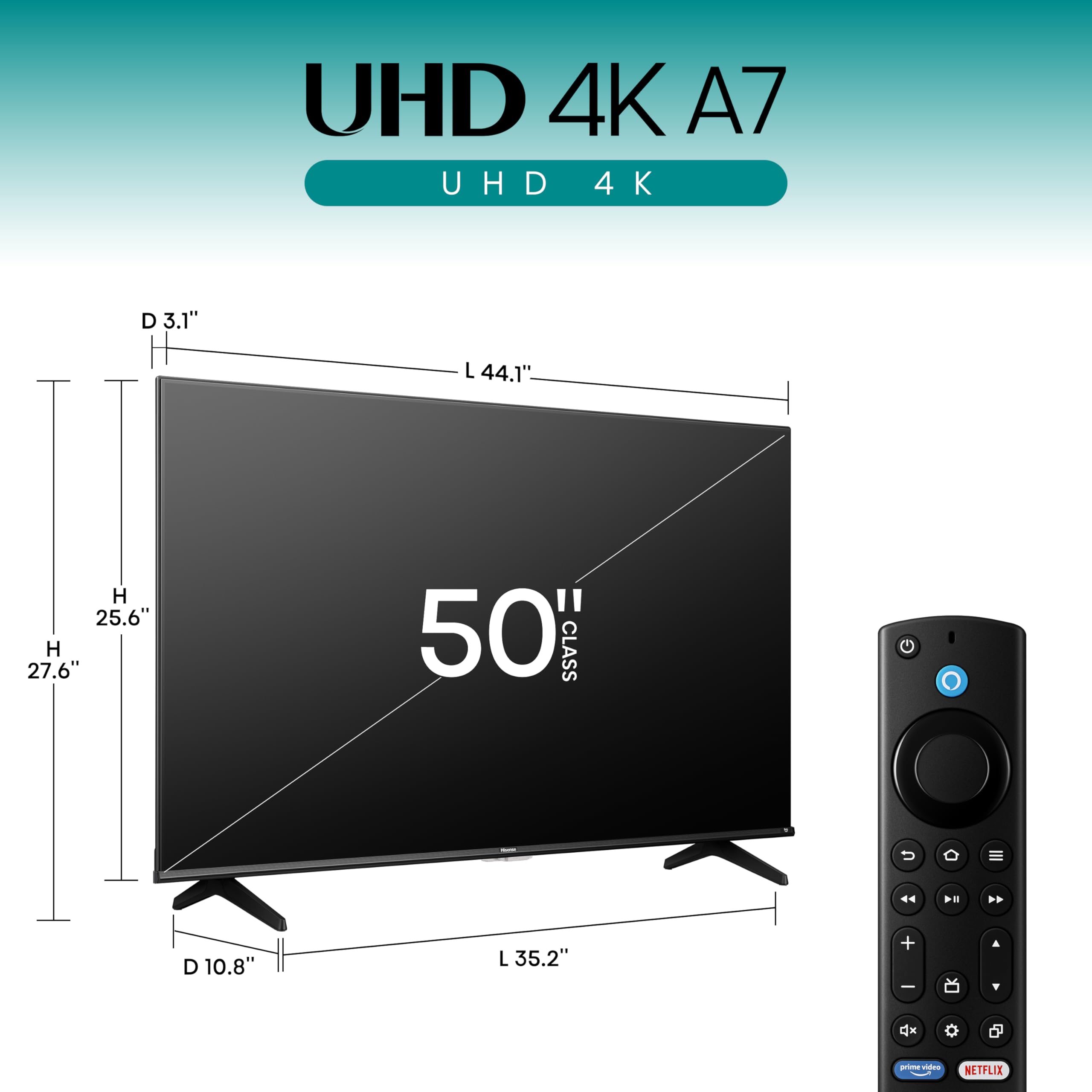 Hisense 50'' Class A7 Series 4K Uhd Smart Fire Tv (50A7Nf)   Wide Color Gamut, Hdr10+, Dolby Vision, Dolby Atmos, Ai Sports Mode