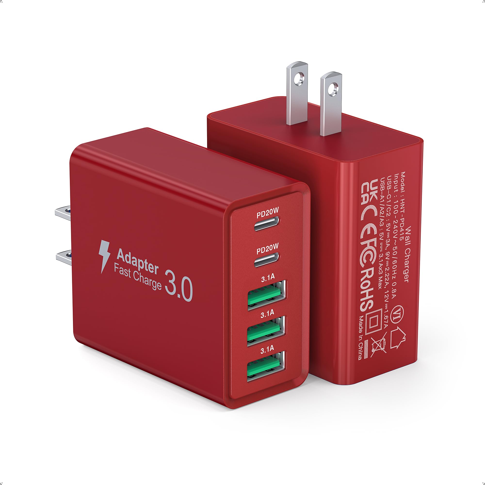 Usb C Wall Charger Block, 2Pack 50W Usb C Charger 5 Port Pd Fast Charging Blocks,Qc 3.0 Usb A Multiport Plug,Type C Power Adapte